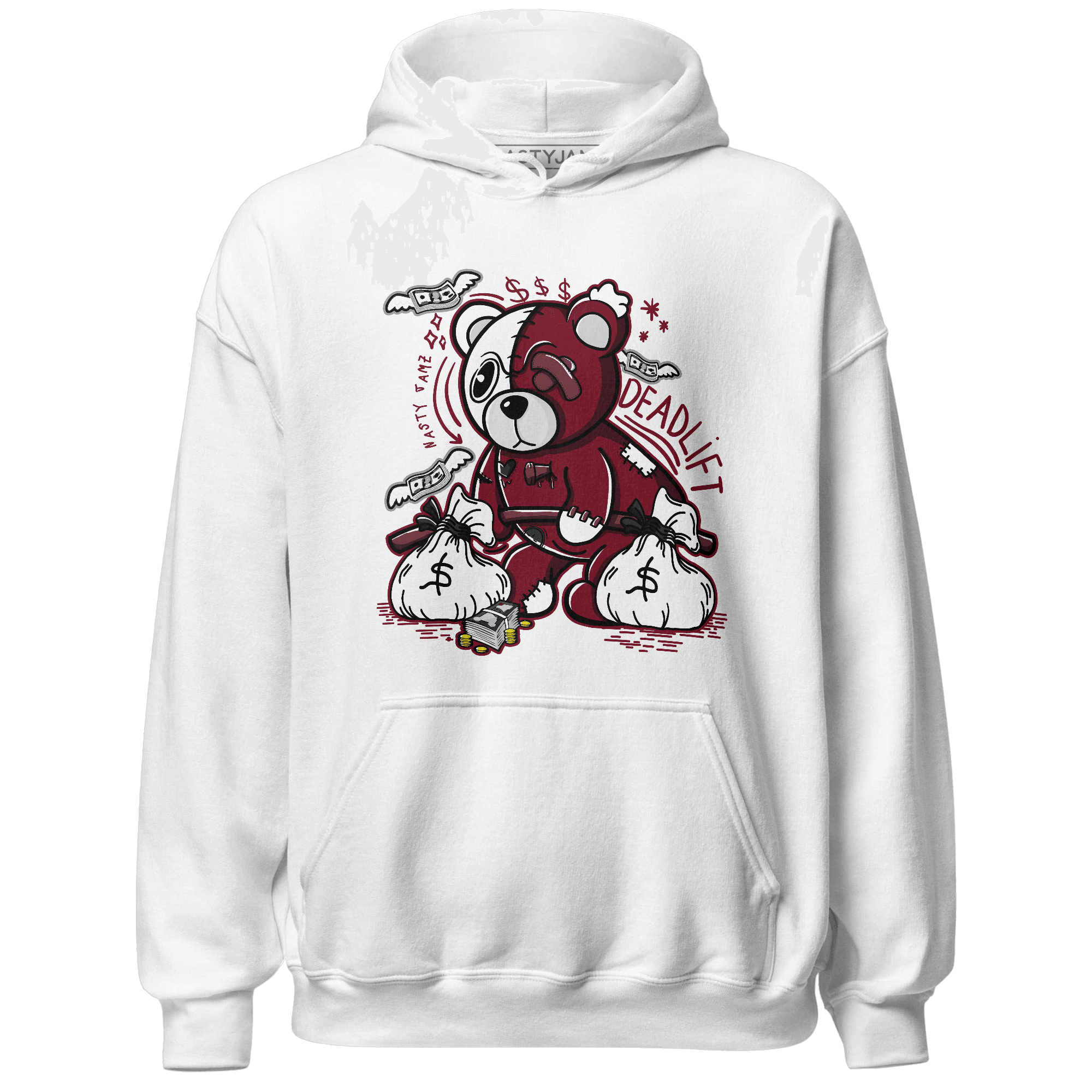 High White Team Red 1s Hoodie Match Deadlift BER - NastyJamz