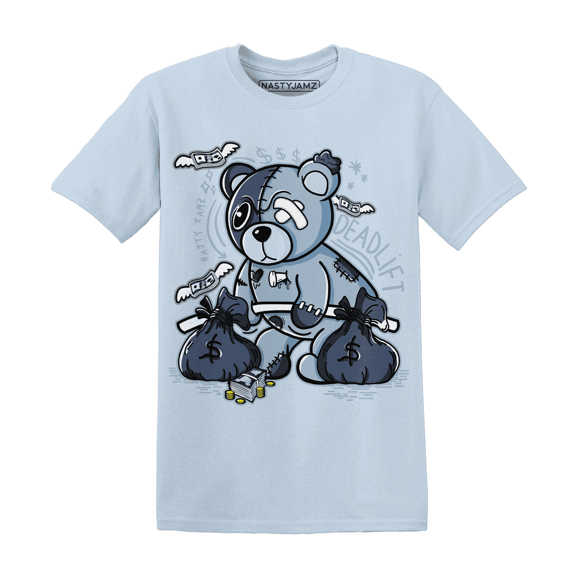 Mid Diffused Blue Grey 1s T Shirt Match Deadlift BER - NastyJamz