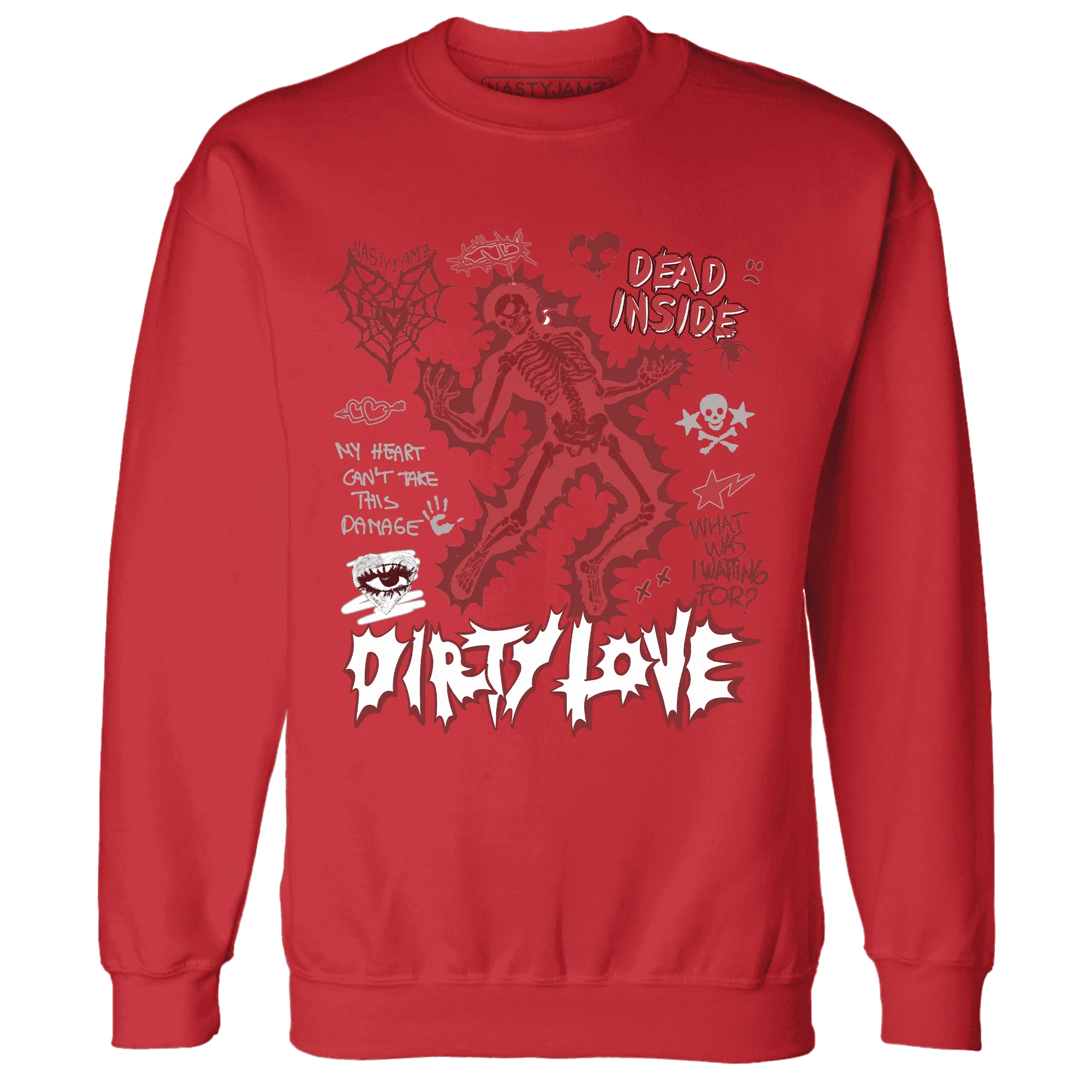 Black-Toe-Reimagined-Red-White-1s-Sweatshirt-Match-Dirty-Love-Skull