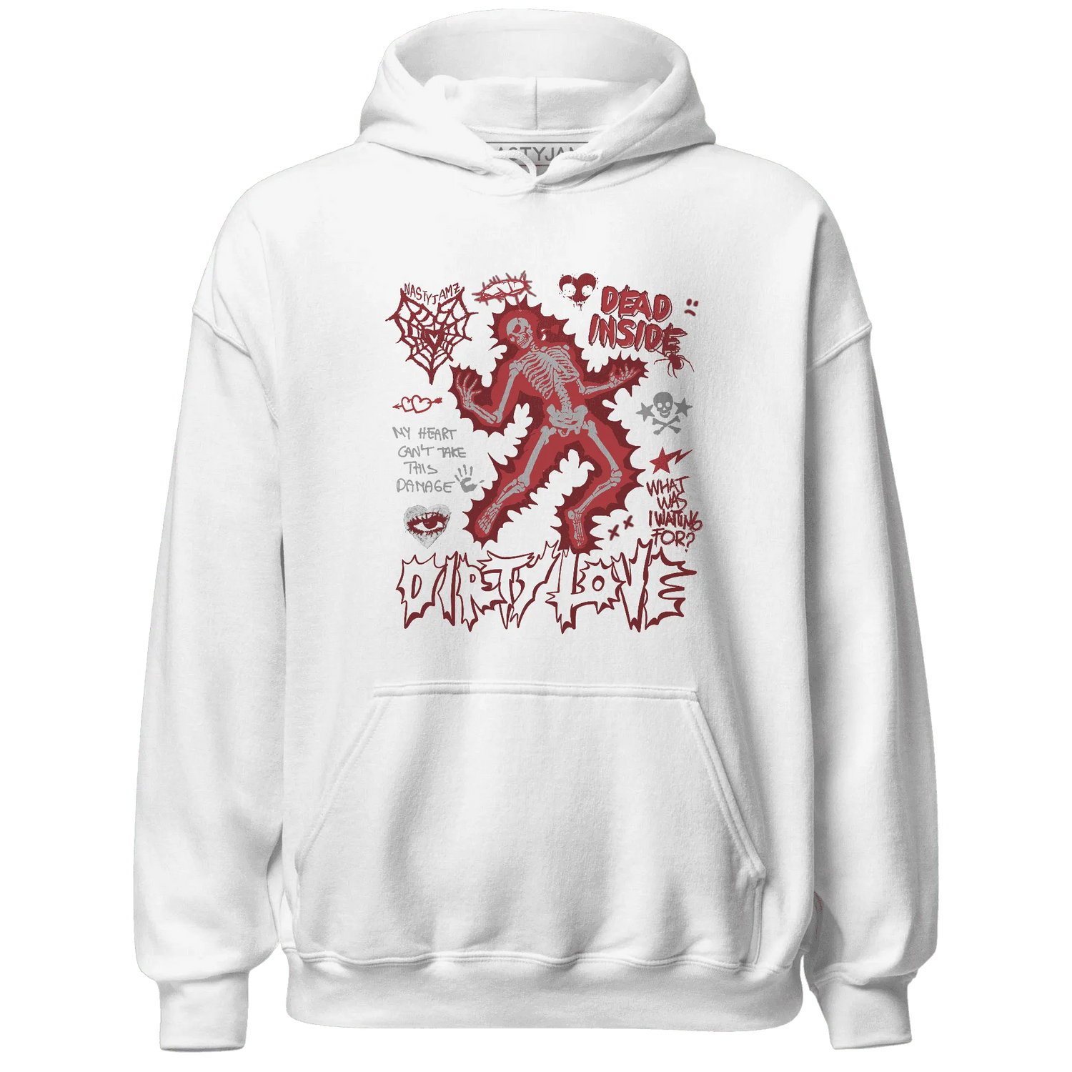 Black-Toe-Reimagined-Red-White-1s-Hoodie-Match-Dirty-Love-Skull