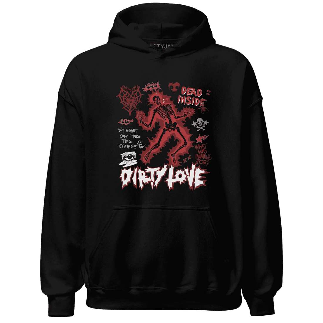 Black-Toe-Reimagined-Red-White-1s-Hoodie-Match-Dirty-Love-Skull