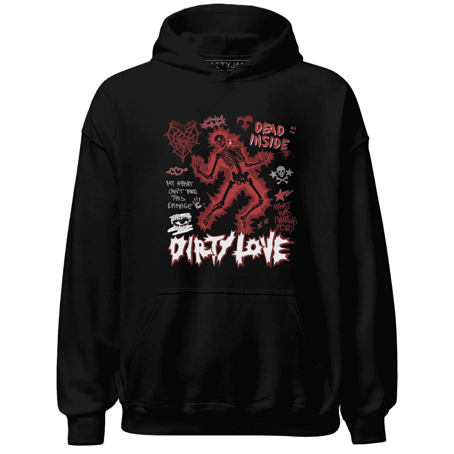 Black-Toe-Reimagined-Red-White-1s-Hoodie-Match-Dirty-Love-Skull