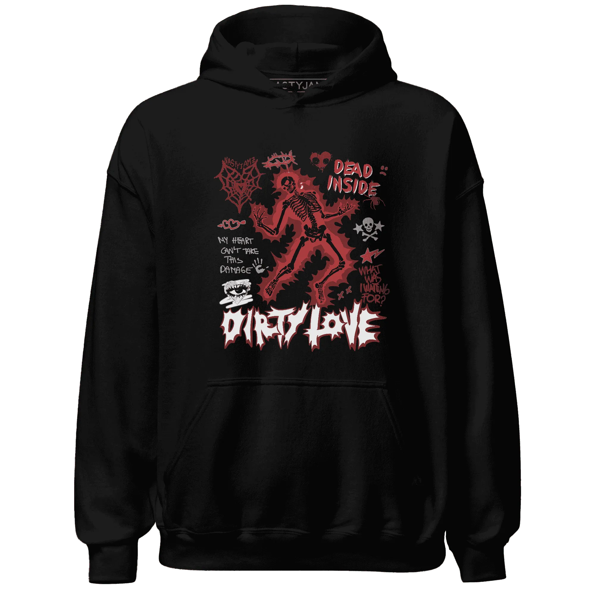 Black-Toe-Reimagined-Red-White-1s-Hoodie-Match-Dirty-Love-Skull