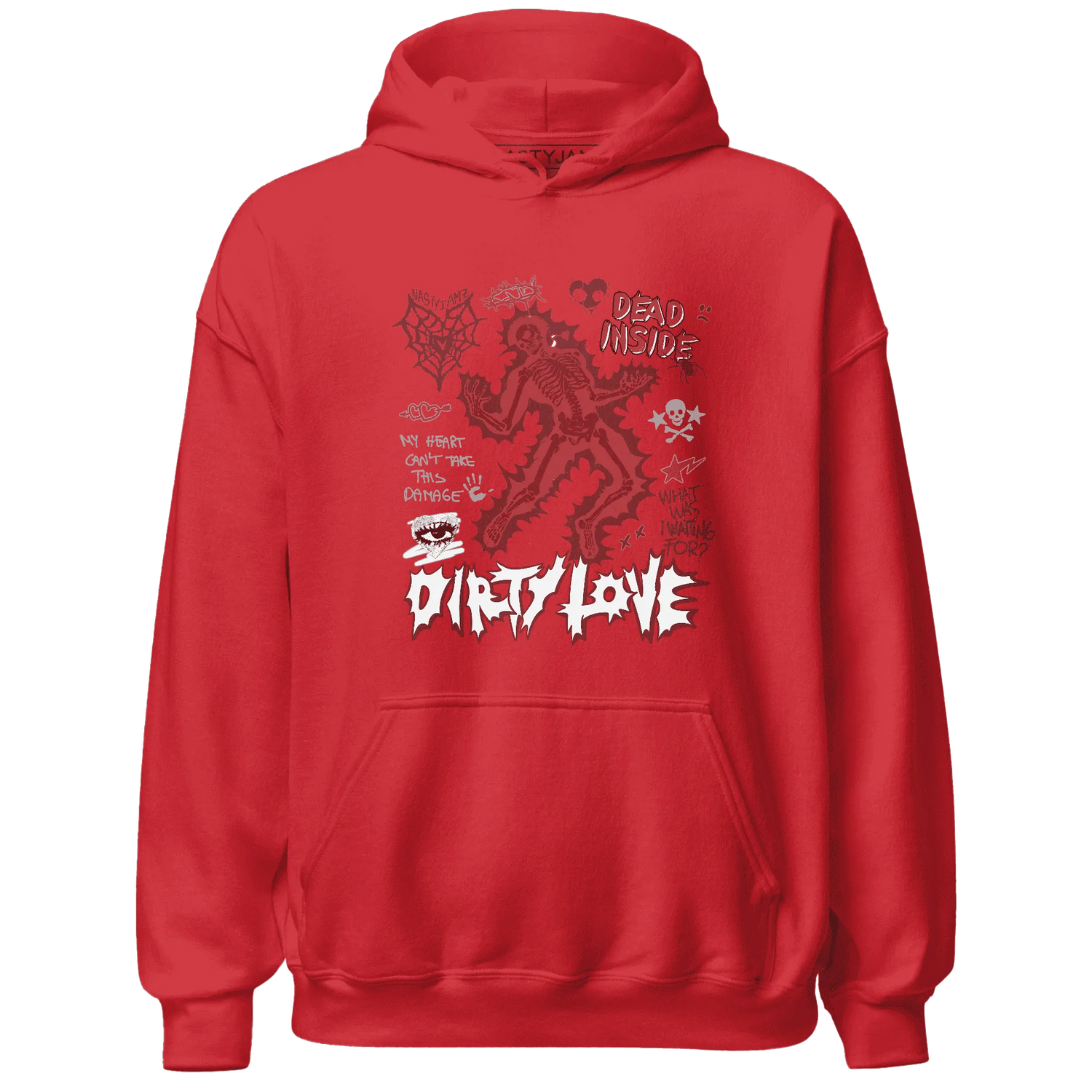 Black-Toe-Reimagined-Red-White-1s-Hoodie-Match-Dirty-Love-Skull