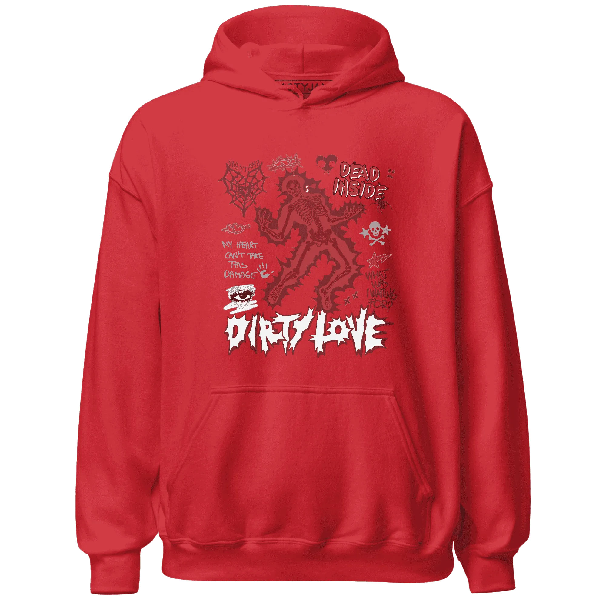 Black-Toe-Reimagined-Red-White-1s-Hoodie-Match-Dirty-Love-Skull
