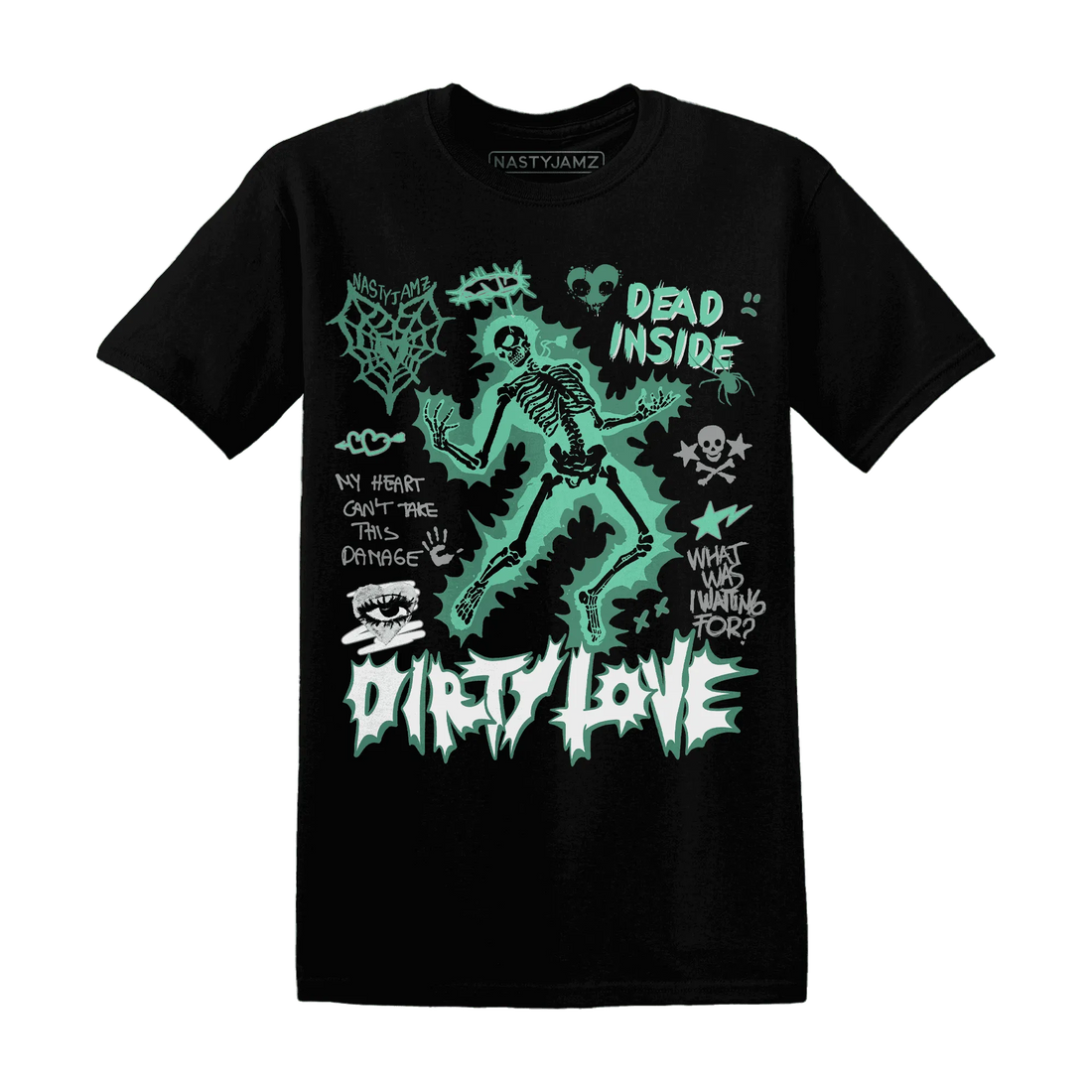 High-OG-Green-Glow-1s-NastyJamz-T-Shirt-Match-Dirty-Love-Skull