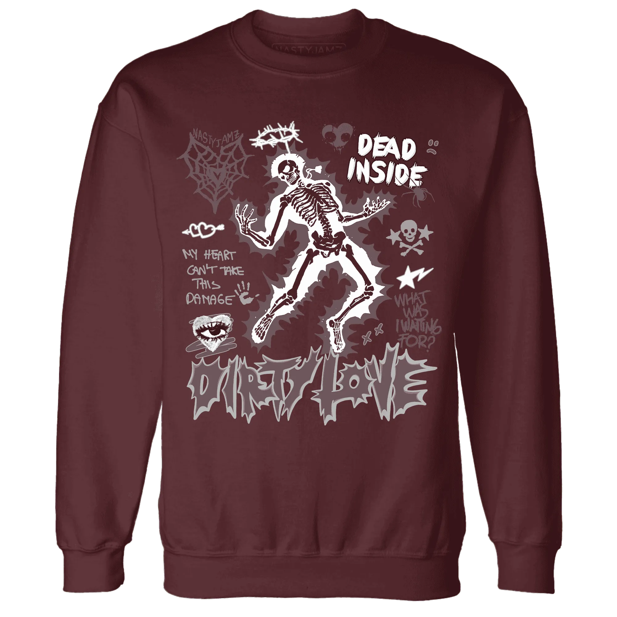 Burgundy-Crush-3s-NastyJamz-Sweatshirt-Match-Dirty-Love-Skull