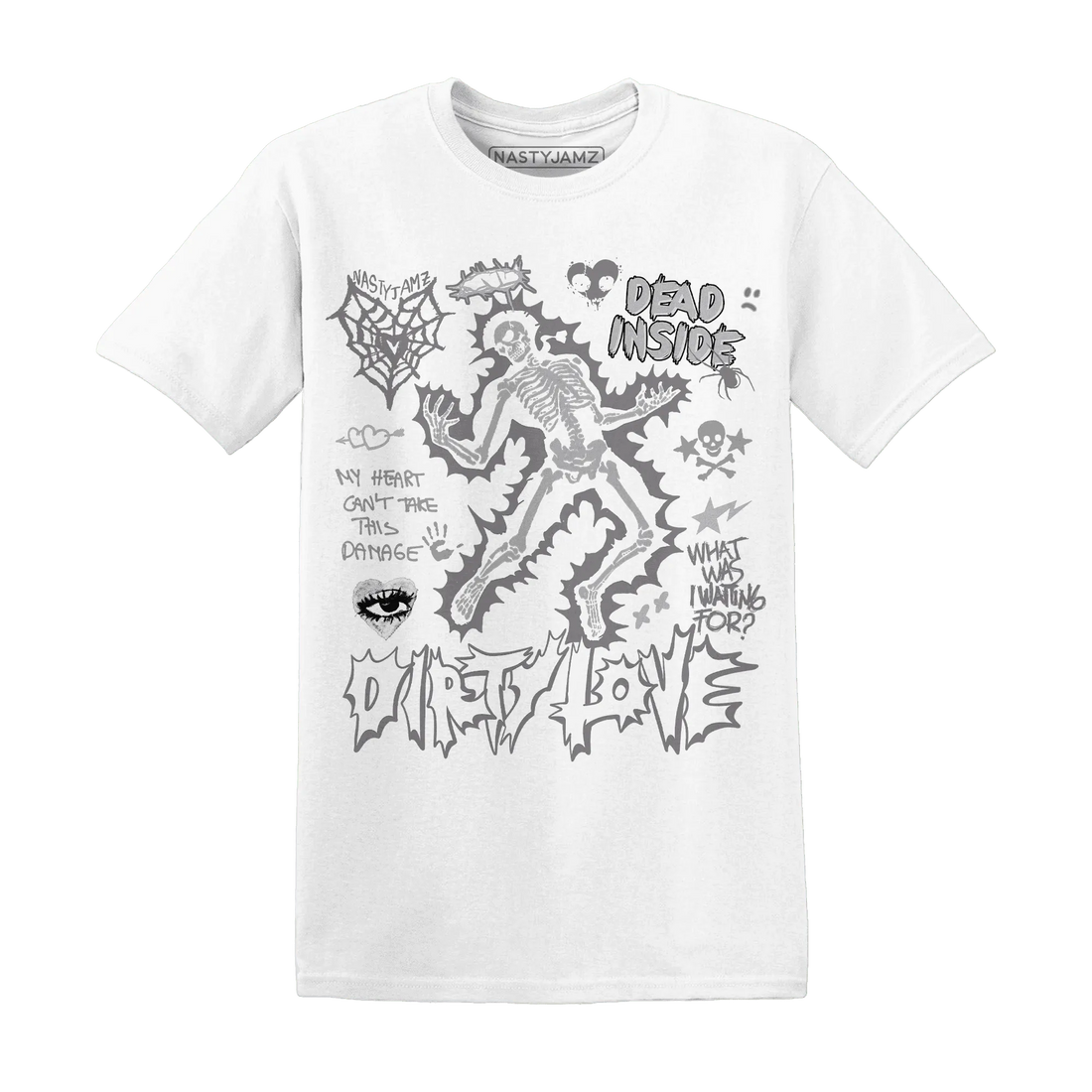 Cement-Grey-3s-NastyJamz-T-Shirt-Match-Dirty-Love-Skull