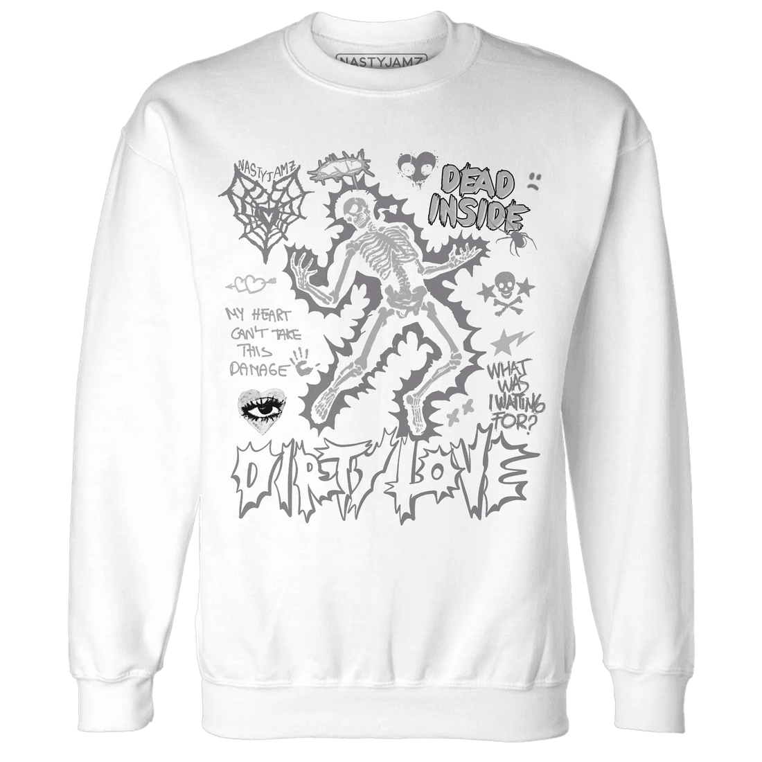 Cement-Grey-3s-NastyJamz-Sweatshirt-Match-Dirty-Love-Skull