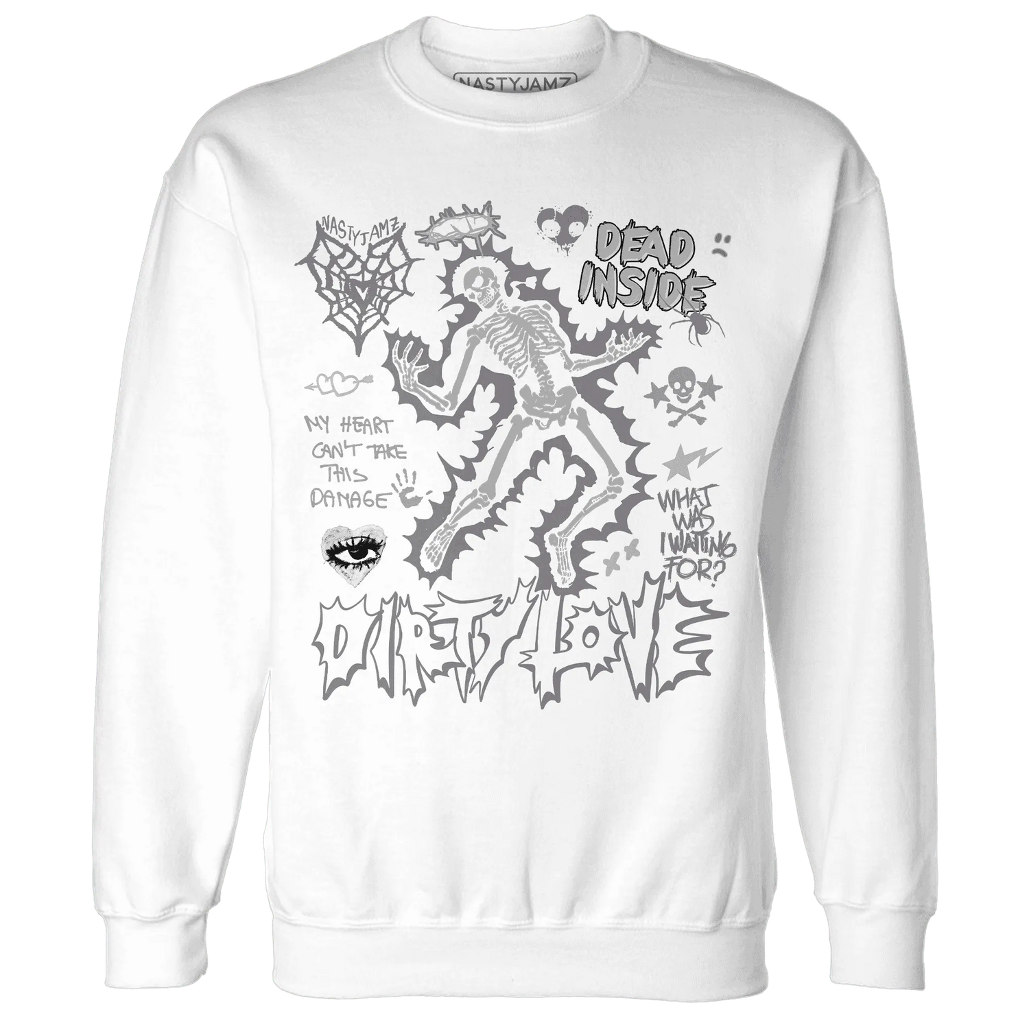 Cement-Grey-3s-NastyJamz-Sweatshirt-Match-Dirty-Love-Skull