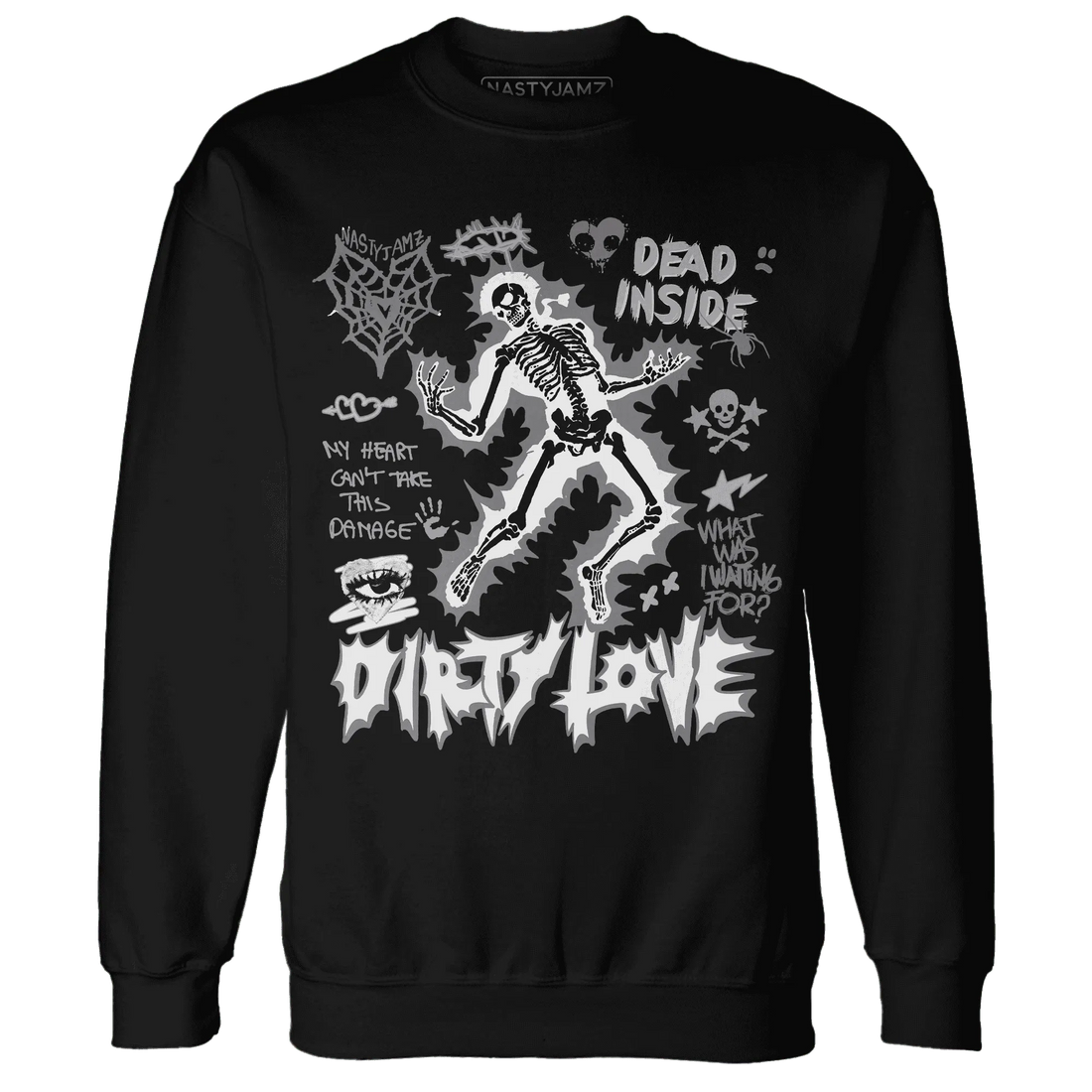 Cement-Grey-3s-NastyJamz-Sweatshirt-Match-Dirty-Love-Skull