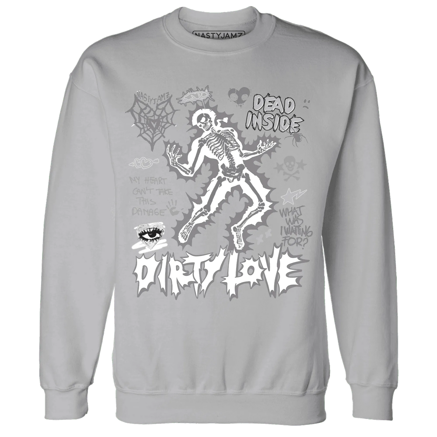 Cement-Grey-3s-NastyJamz-Sweatshirt-Match-Dirty-Love-Skull