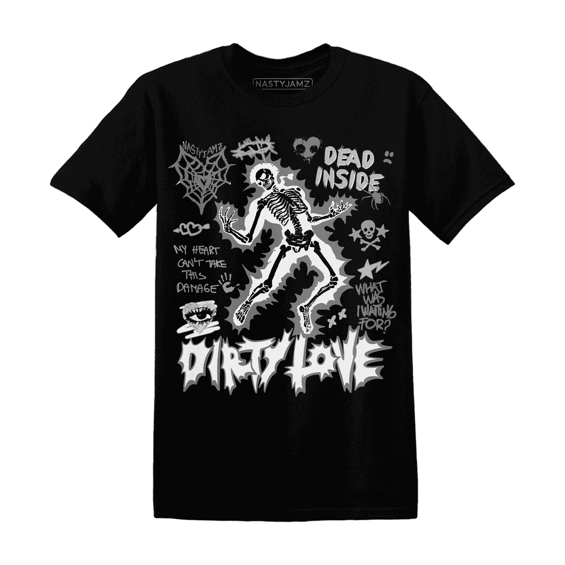 Cement-Grey-3s-NastyJamz-T-Shirt-Match-Dirty-Love-Skull