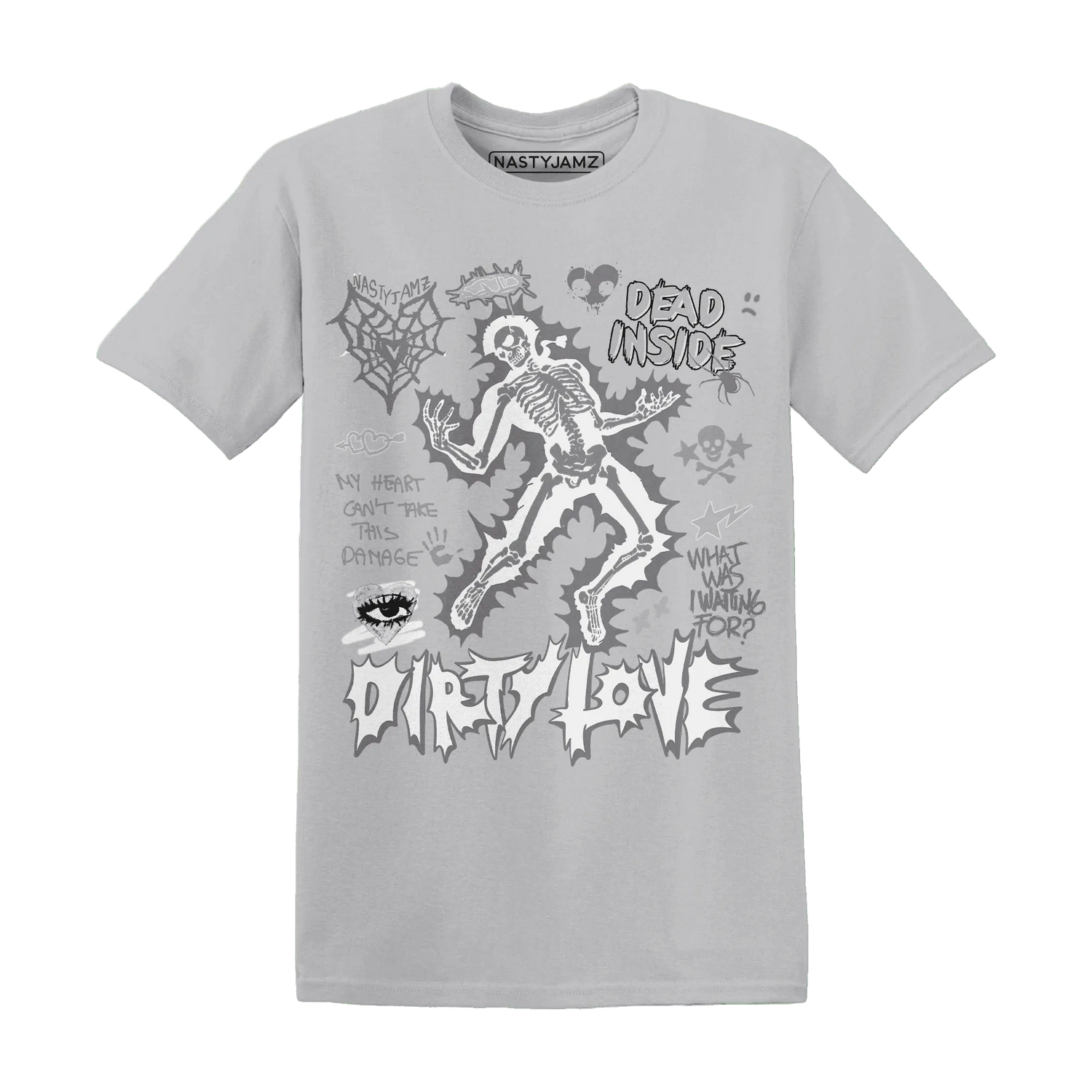 Cement-Grey-3s-NastyJamz-T-Shirt-Match-Dirty-Love-Skull