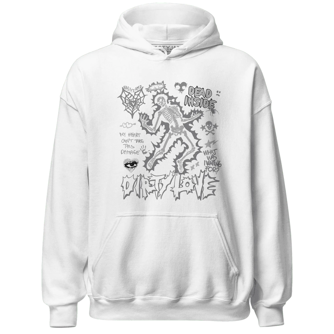 Cement-Grey-3s-NastyJamz-Hoodie-Match-Dirty-Love-Skull