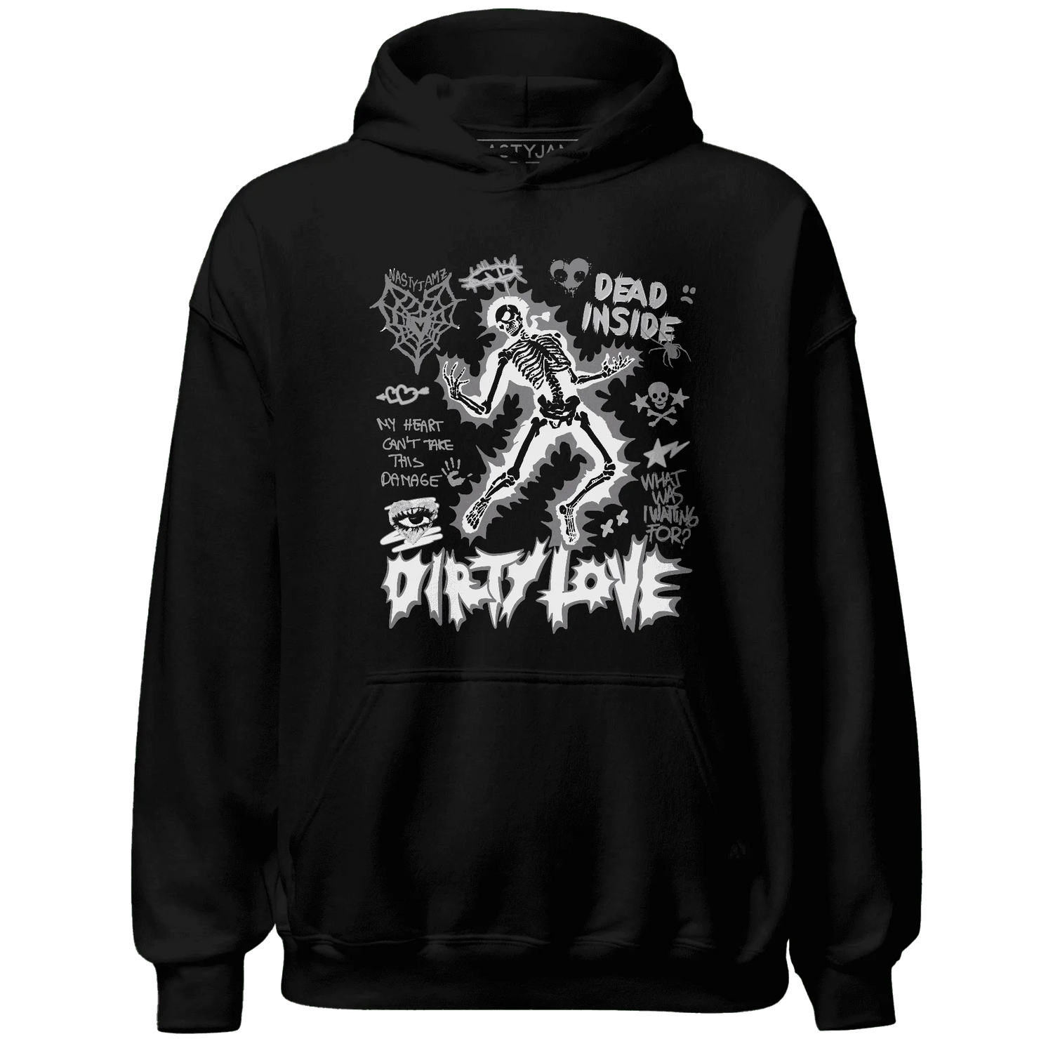 Cement-Grey-3s-NastyJamz-Hoodie-Match-Dirty-Love-Skull