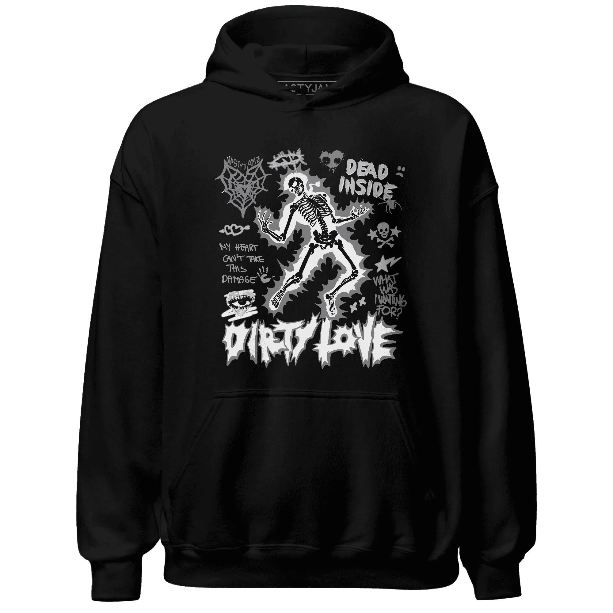 Cement-Grey-3s-NastyJamz-Hoodie-Match-Dirty-Love-Skull