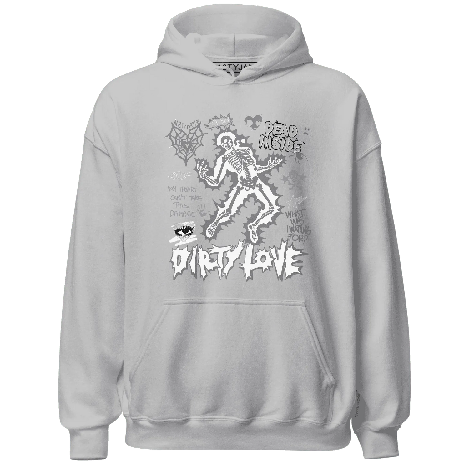 Cement-Grey-3s-NastyJamz-Hoodie-Match-Dirty-Love-Skull
