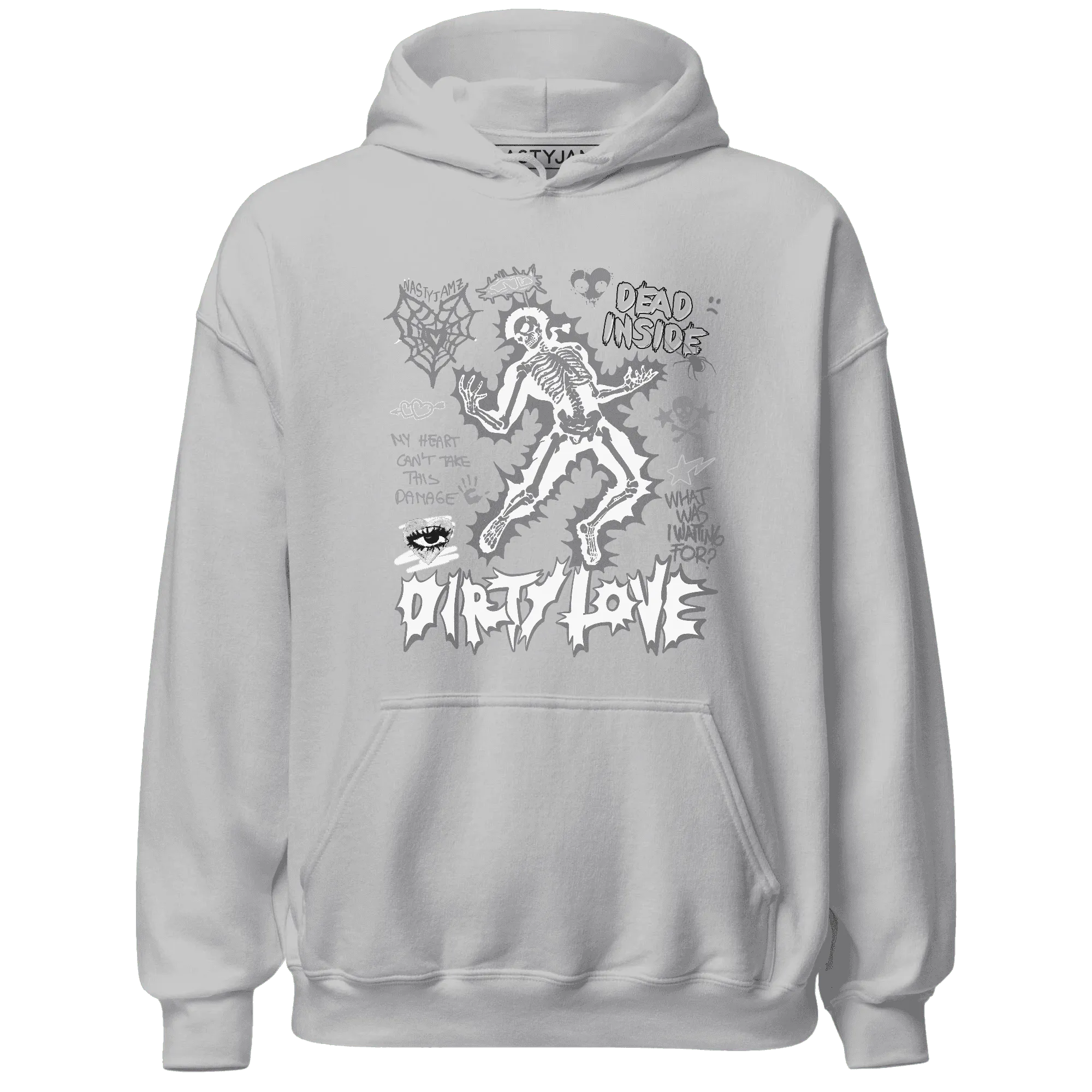 Cement-Grey-3s-NastyJamz-Hoodie-Match-Dirty-Love-Skull