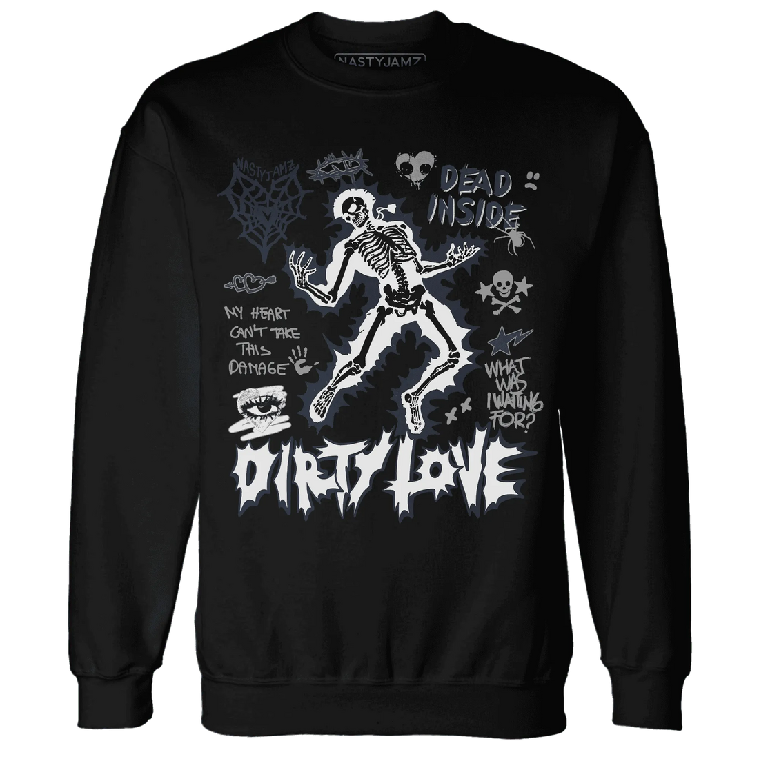 White-Navy-6s-NastyJamz-Sweatshirt-Match-Dirty-Love-Skull