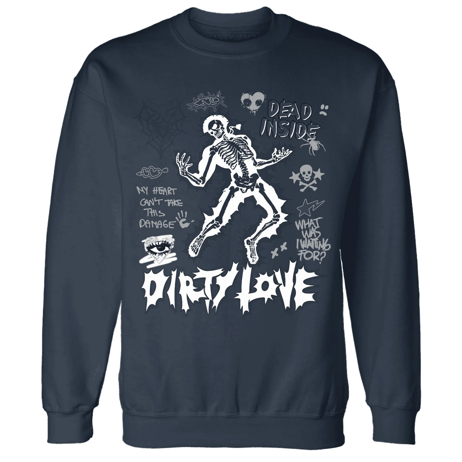 White-Navy-6s-NastyJamz-Sweatshirt-Match-Dirty-Love-Skull