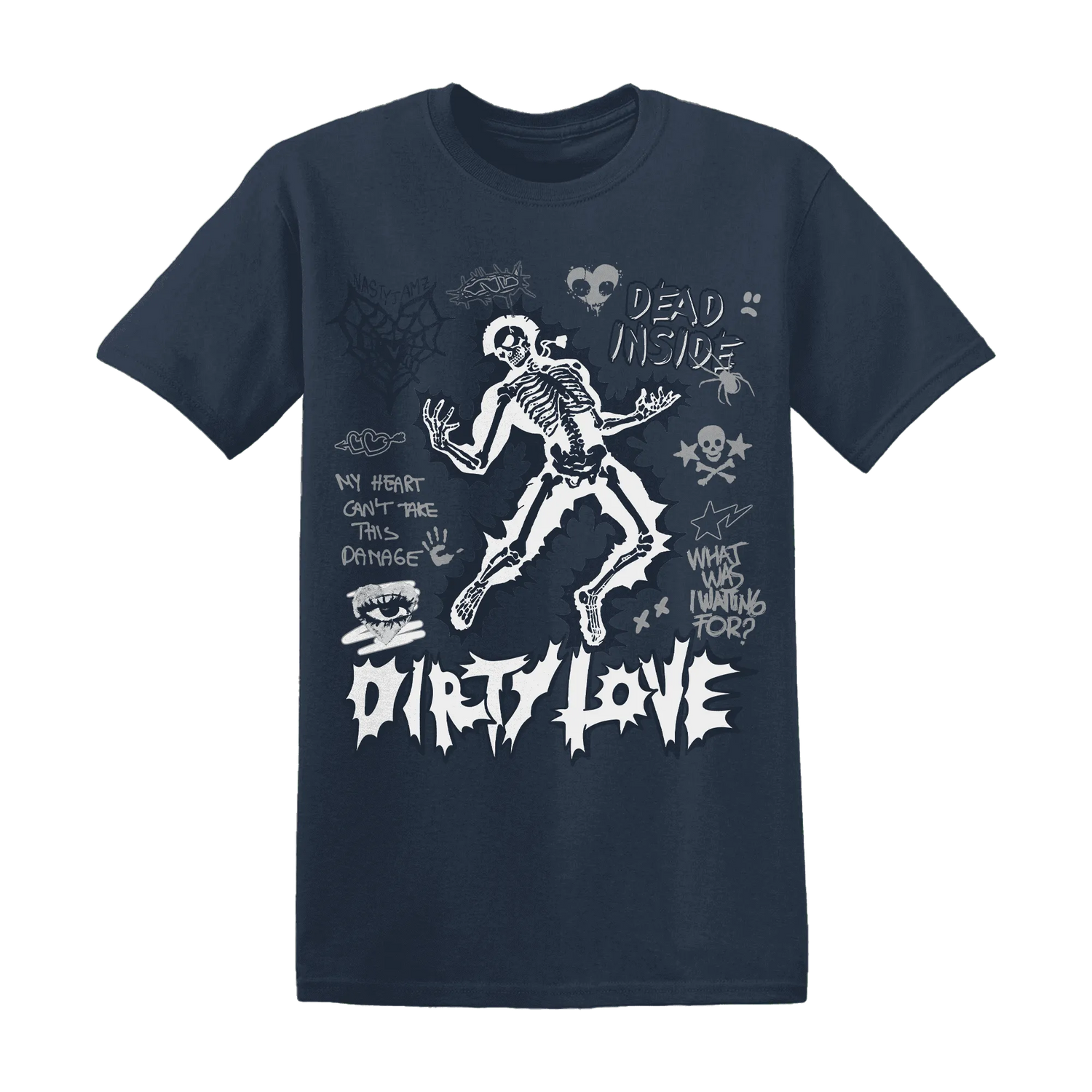 White-Navy-6s-NastyJamz-T-Shirt-Match-Dirty-Love-Skull