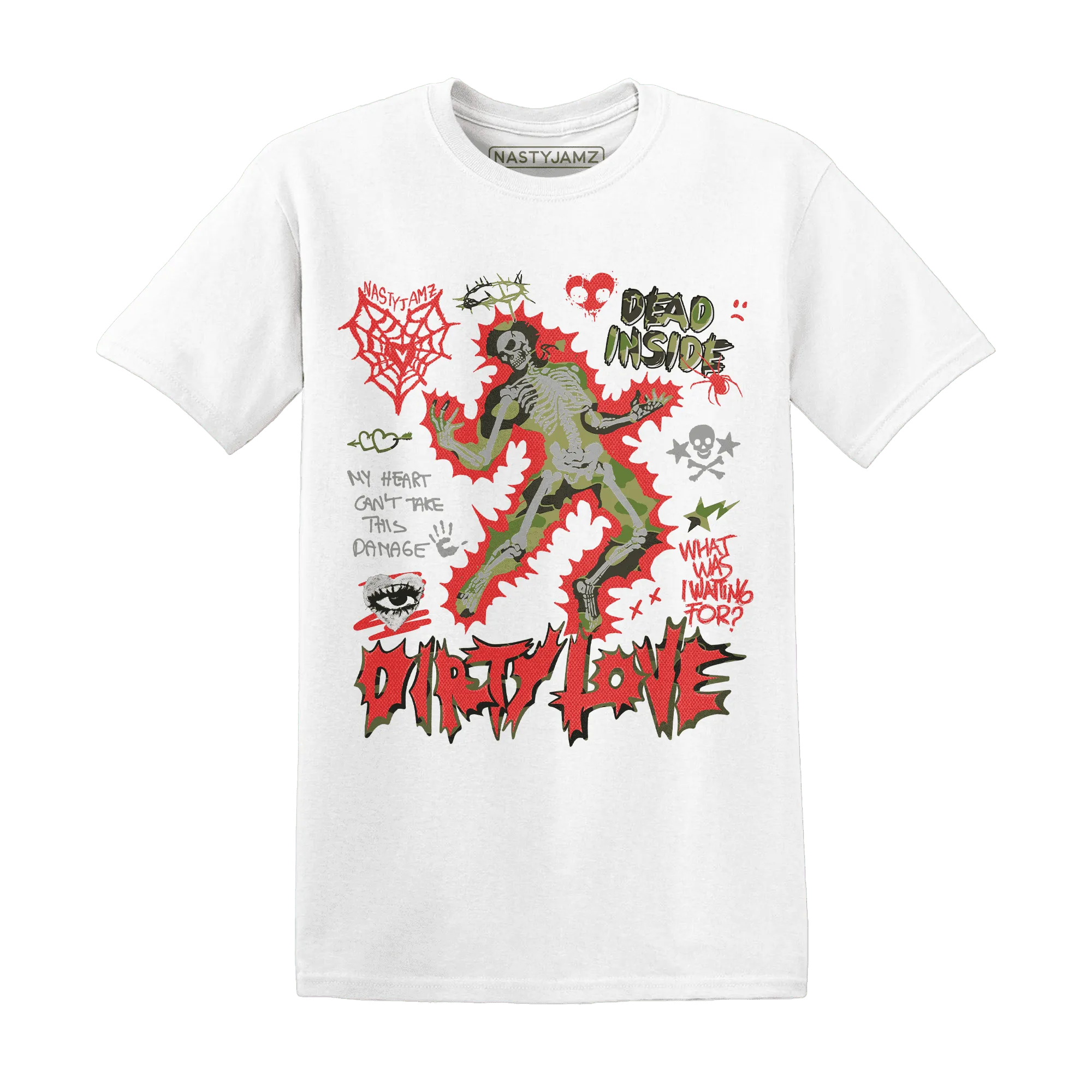 AM-90-Dark-Sage-Solar-Red-NastyJamz-T-Shirt-Match-Dirty-Love-Skull