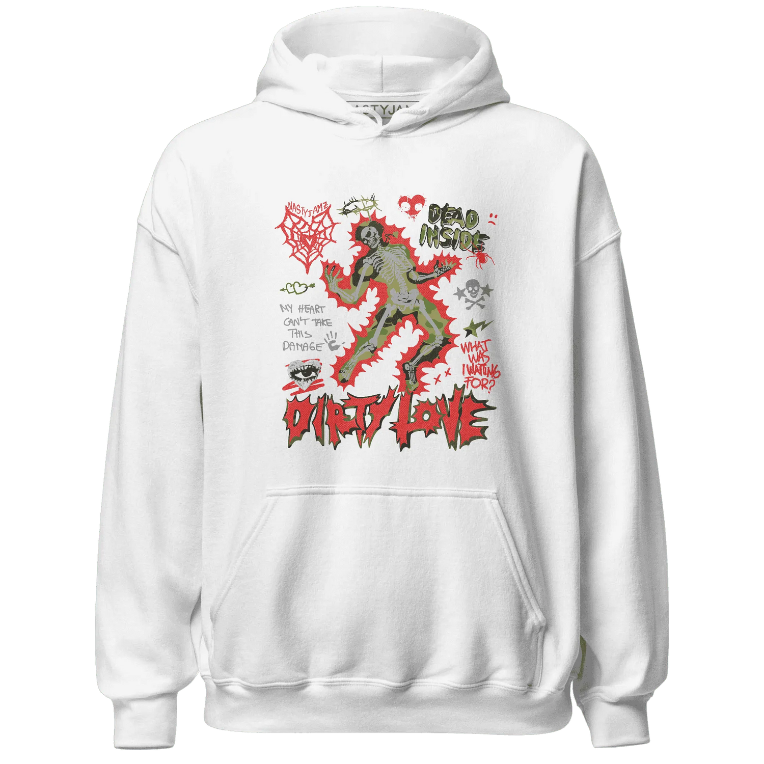 AM-90-Dark-Sage-Solar-Red-NastyJamz-Hoodie-Match-Dirty-Love-Skull