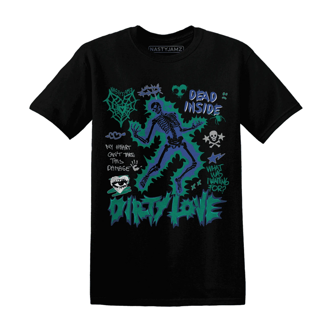 Dunk-Hyper-Royal-Malachite-NastyJamz-T-Shirt-Match-Dirty-Love-Skull