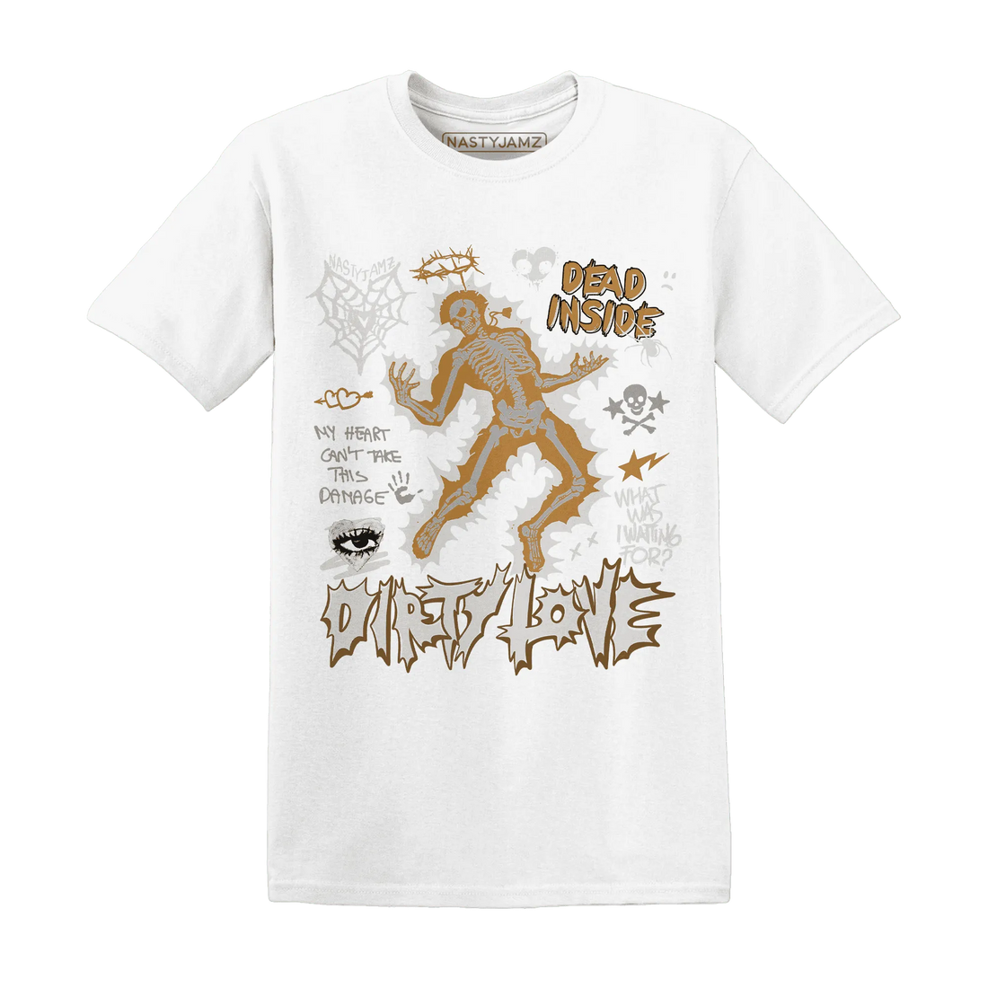 Dunk-Low-Retro-Wheat-Orange-NastyJamz-T-Shirt-Match-Dirty-Love-Skull