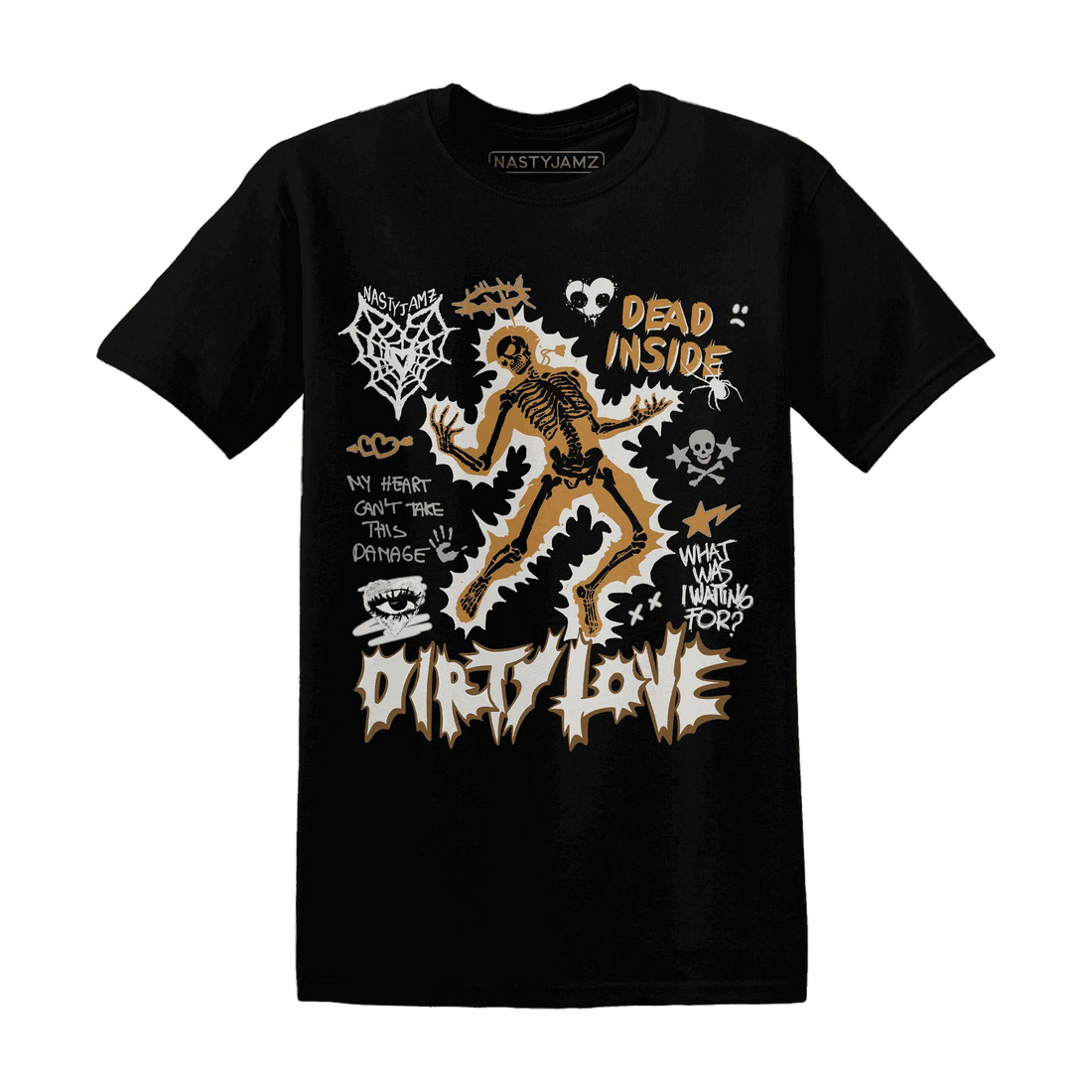 Dunk-Low-Retro-Wheat-Orange-NastyJamz-T-Shirt-Match-Dirty-Love-Skull