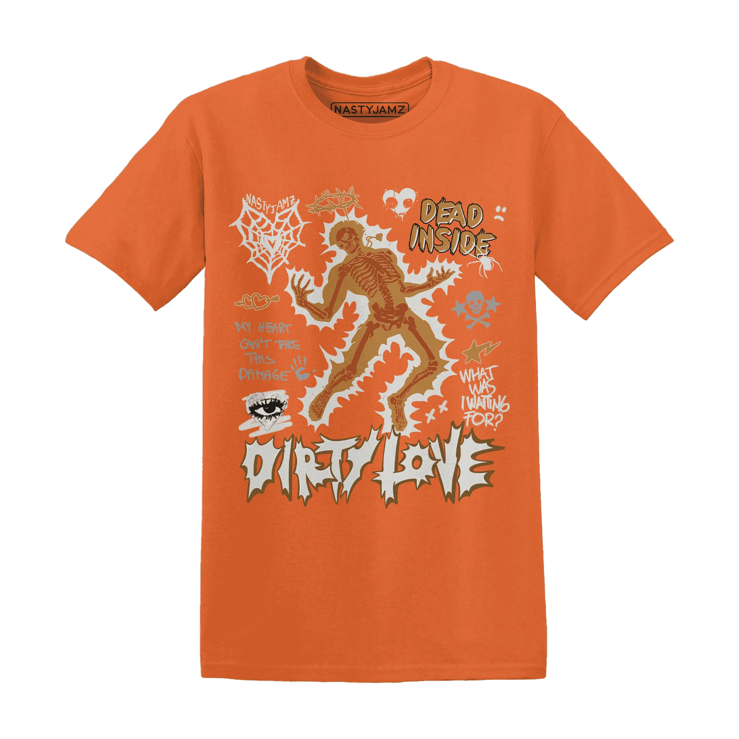 Dunk-Low-Retro-Wheat-Orange-NastyJamz-T-Shirt-Match-Dirty-Love-Skull