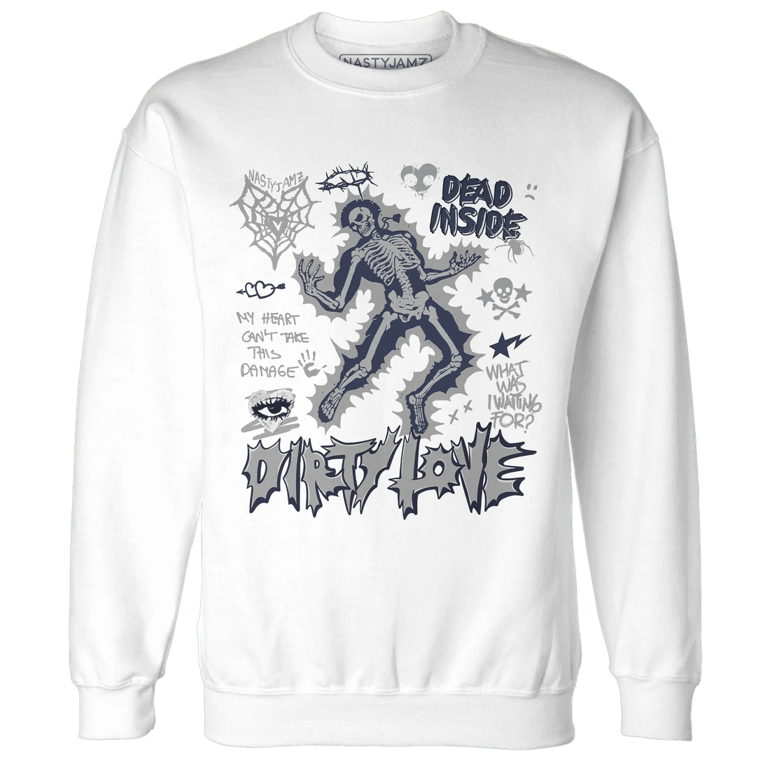 VaporMax-Plus-Midnight-Navy-White-Metallic-Silver-Sweatshirt-Match-Dirty-Love-Skull