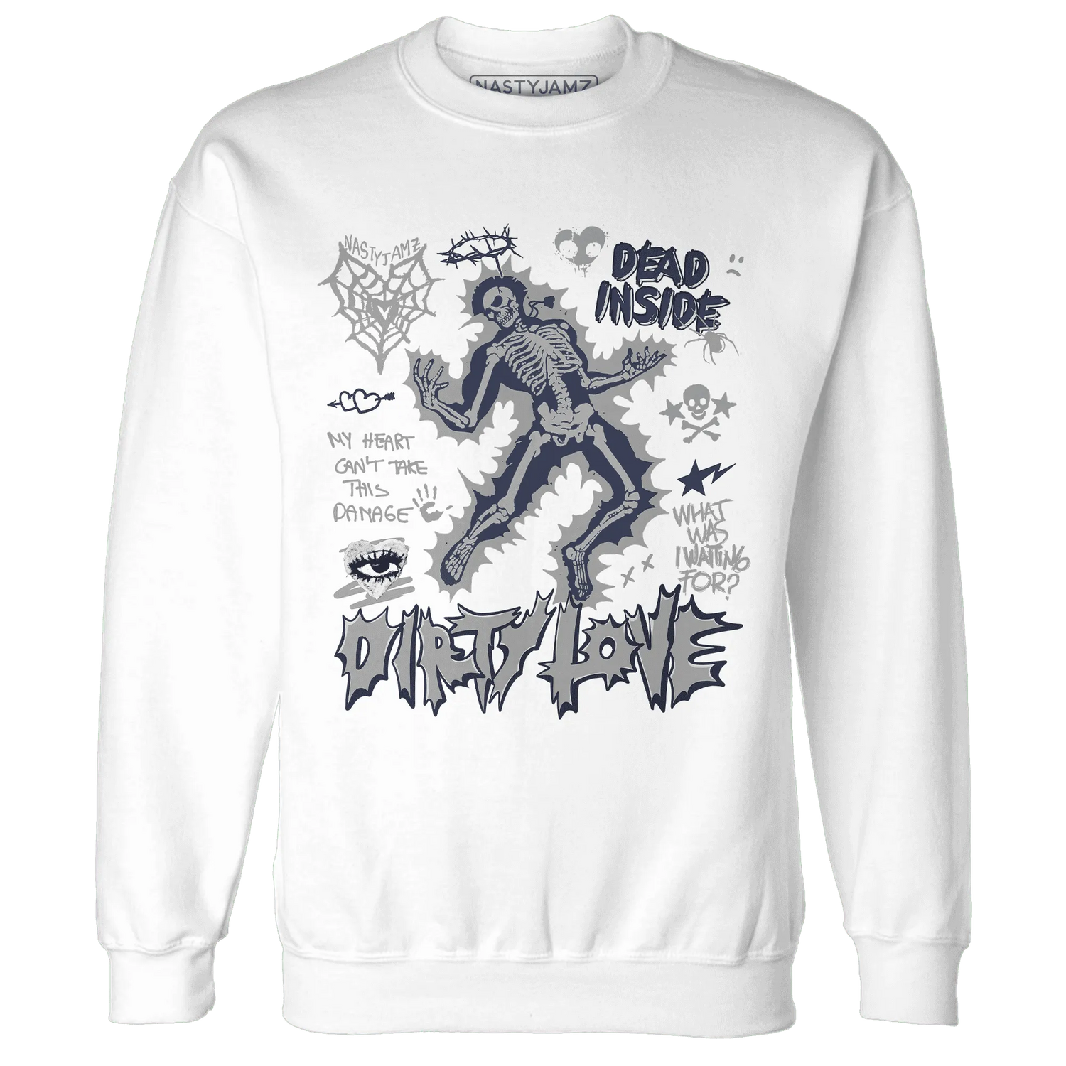 VaporMax-Plus-Midnight-Navy-White-Metallic-Silver-Sweatshirt-Match-Dirty-Love-Skull