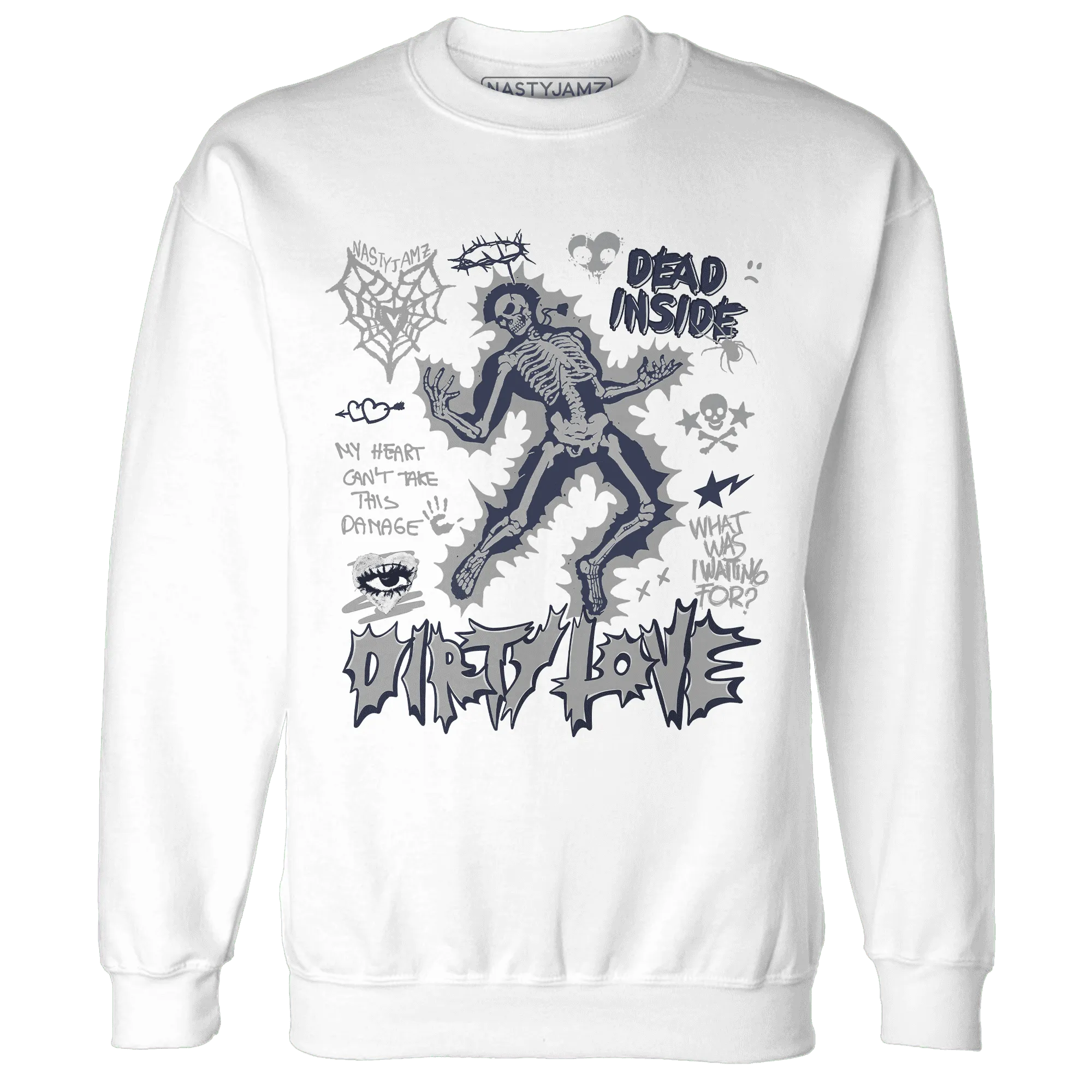 VaporMax-Plus-Midnight-Navy-White-Metallic-Silver-Sweatshirt-Match-Dirty-Love-Skull