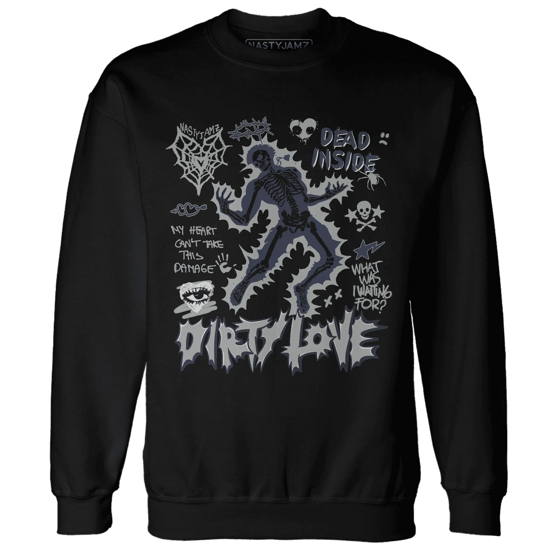 VaporMax-Plus-Midnight-Navy-White-Metallic-Silver-Sweatshirt-Match-Dirty-Love-Skull