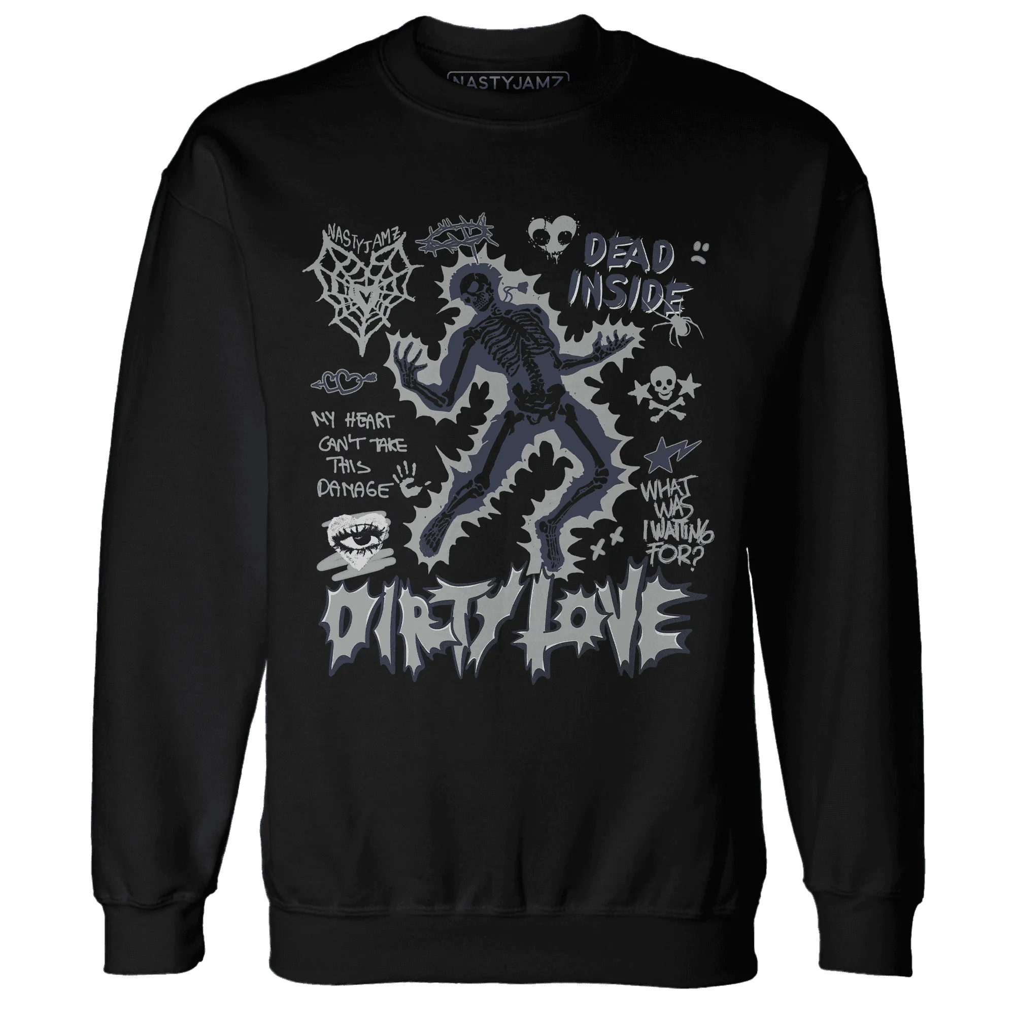 VaporMax-Plus-Midnight-Navy-White-Metallic-Silver-Sweatshirt-Match-Dirty-Love-Skull