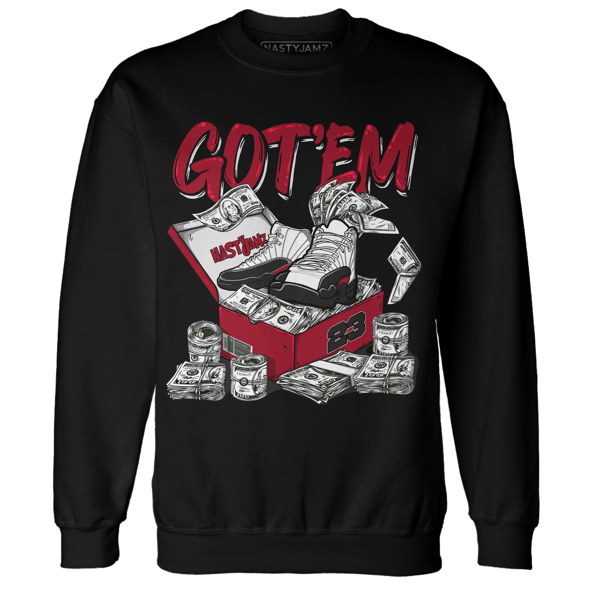 Retro Red Taxi 12s Sweatshirt Match Dollar Sneaker Box - NastyJamz