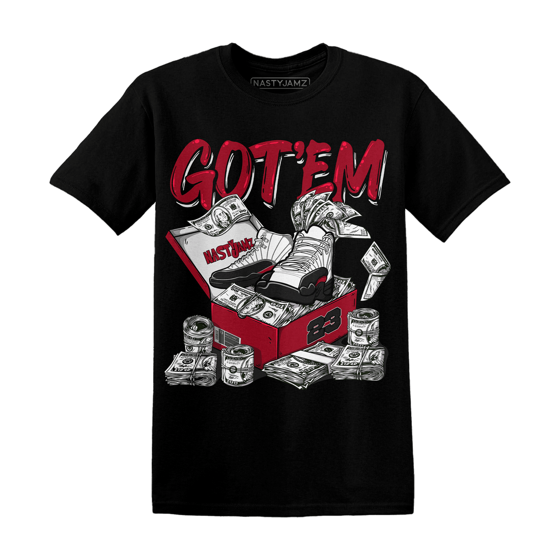 Retro Red Taxi 12s T Shirt Match Dollar Sneaker Box - NastyJamz