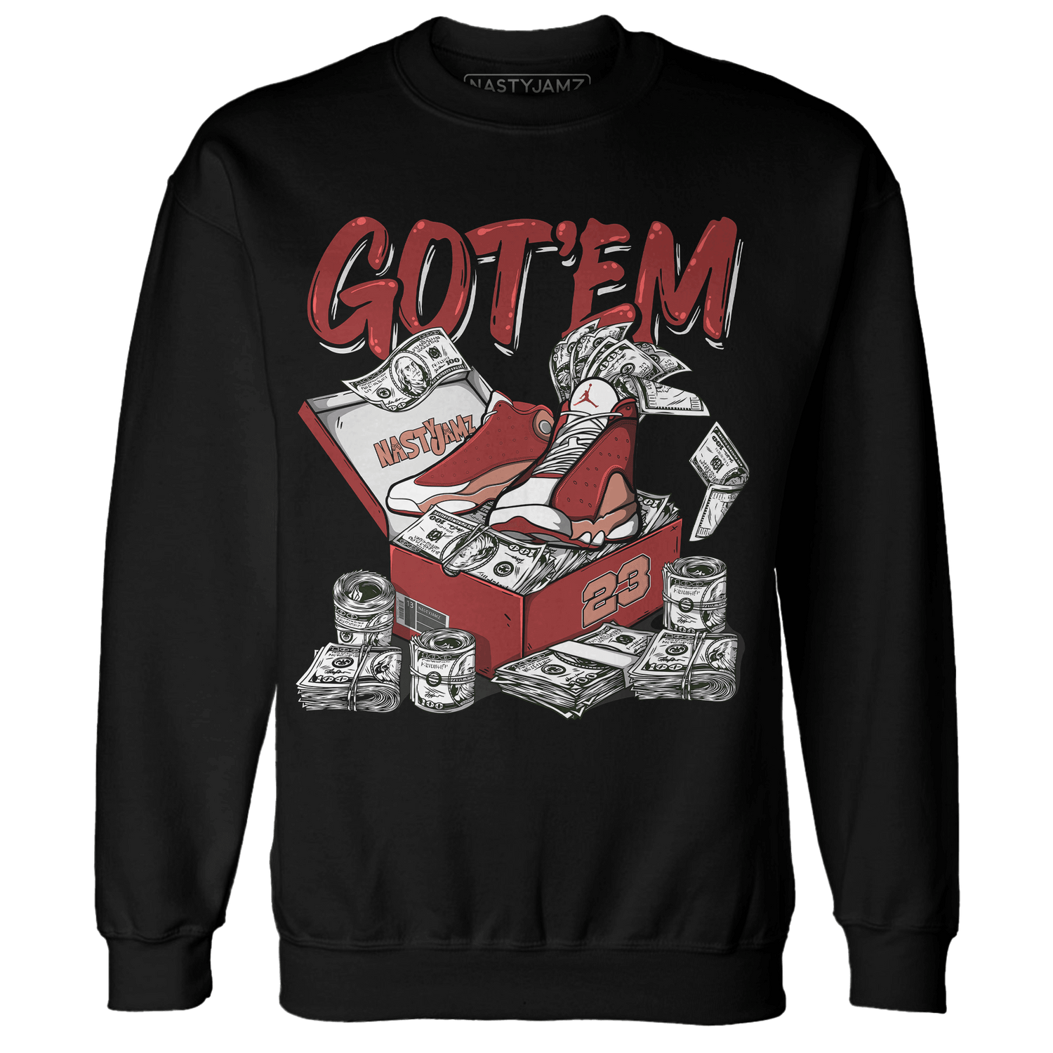 Dune Red 13s Sweatshirt Match Dollar Sneaker Box - NastyJamz