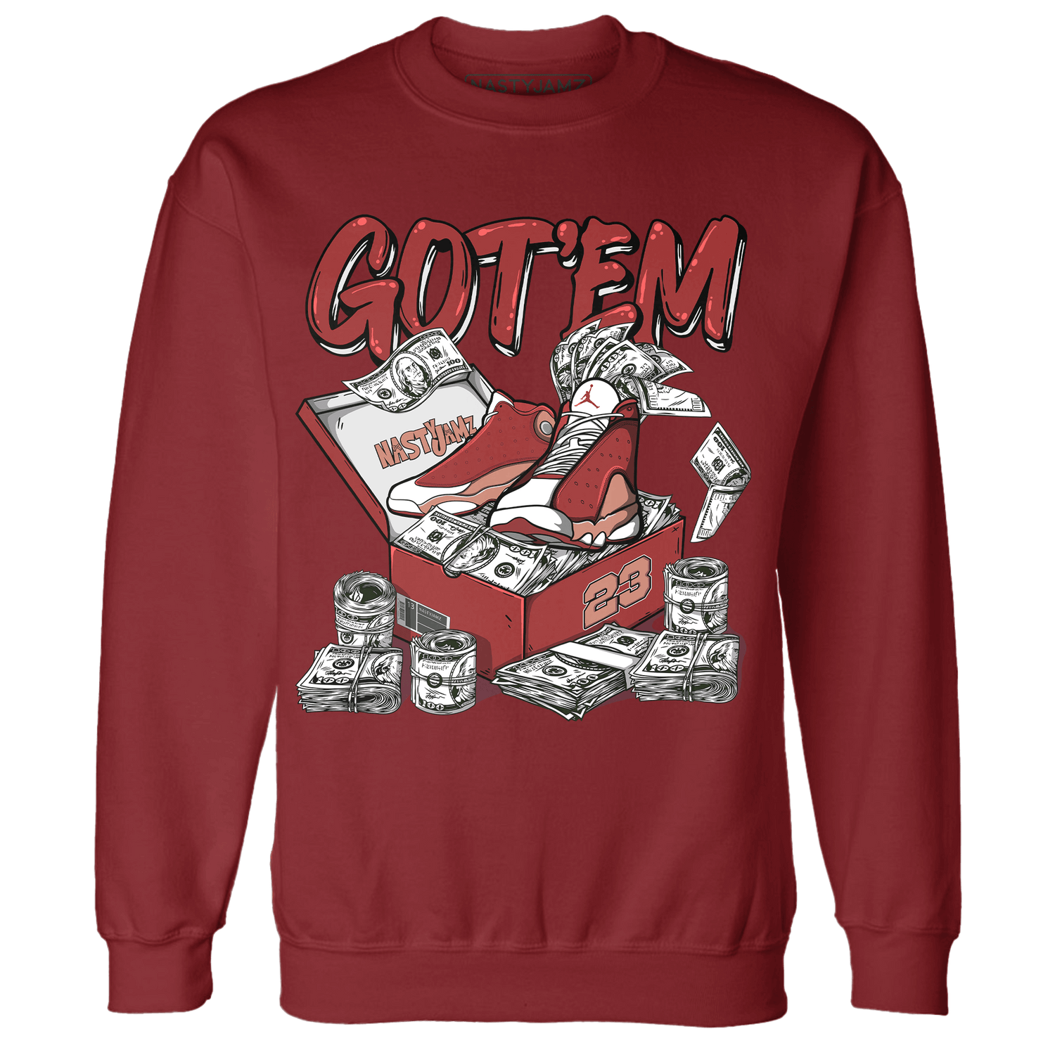 Dune Red 13s Sweatshirt Match Dollar Sneaker Box - NastyJamz