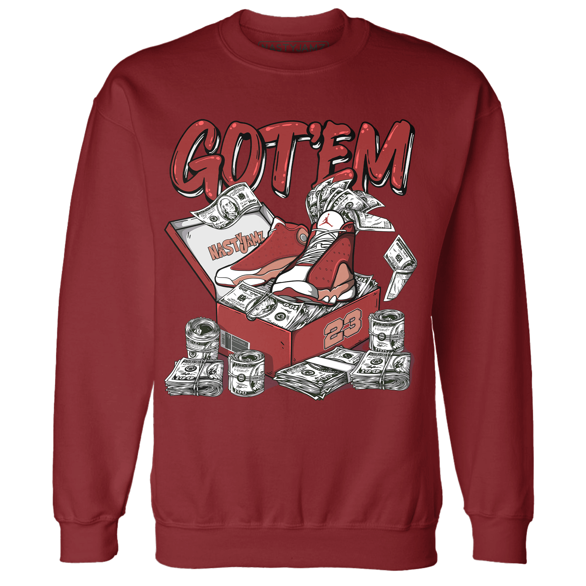 Dune Red 13s Sweatshirt Match Dollar Sneaker Box - NastyJamz