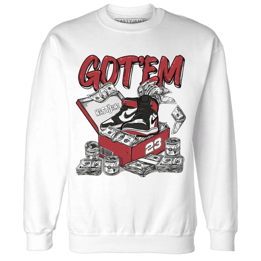 Black-Toe-Reimagined-Red-White-1s-NastyJamz-Sweatshirt-Match-Dollar-Sneaker-Box