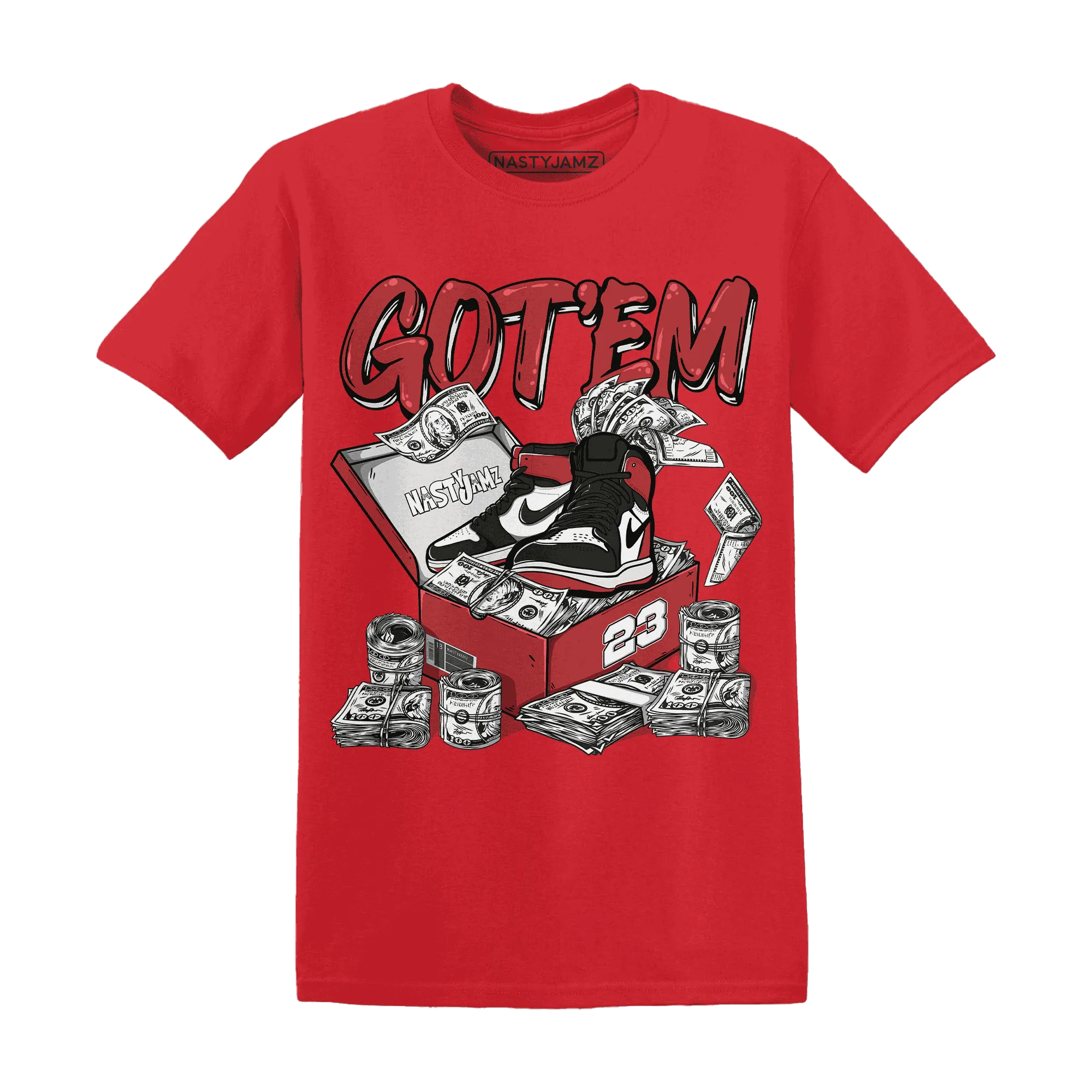Black-Toe-Reimagined-Red-White-1s-NastyJamz-T-Shirt-Match-Dollar-Sneaker-Box