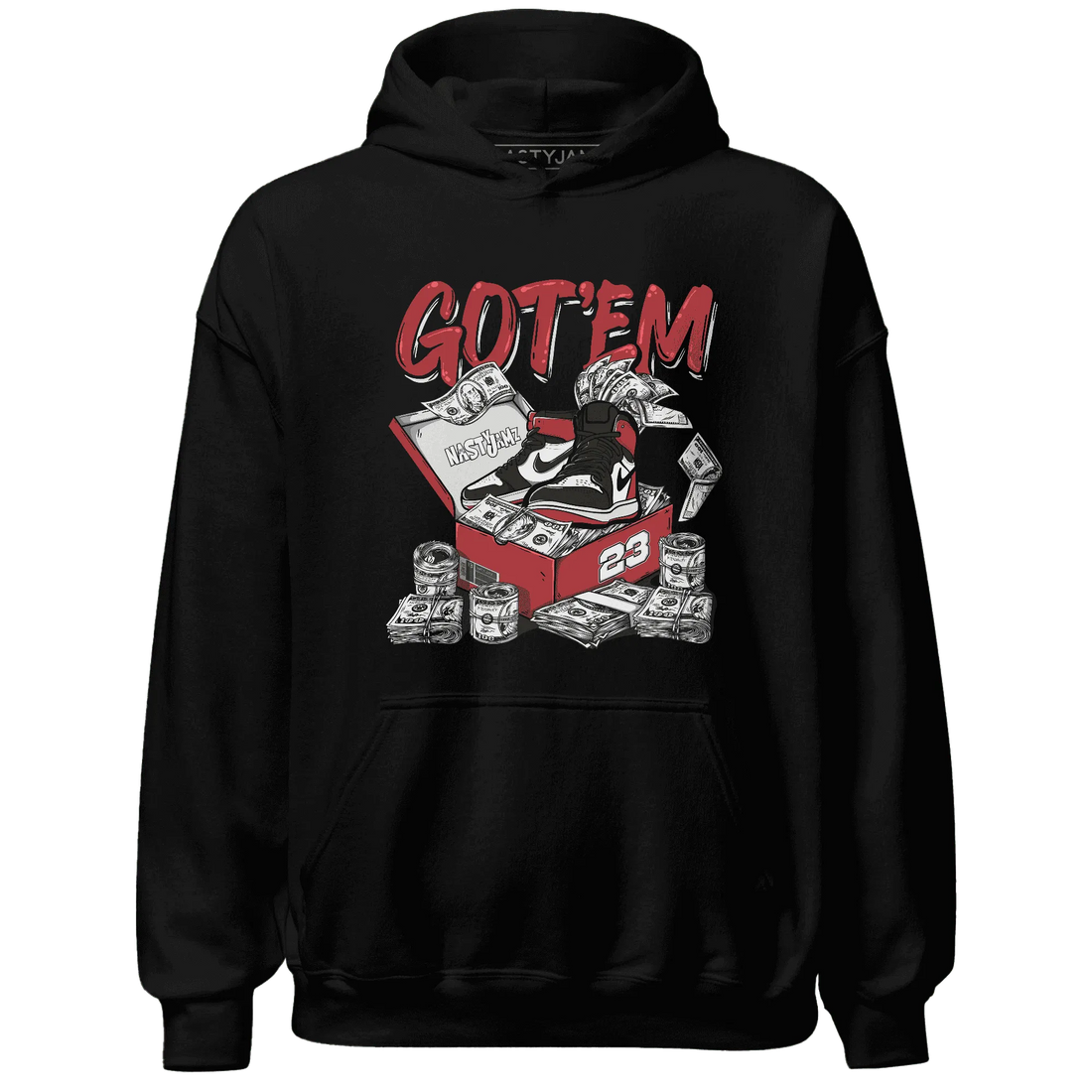 Black-Toe-Reimagined-Red-White-1s-NastyJamz-Hoodie-Match-Dollar-Sneaker-Box