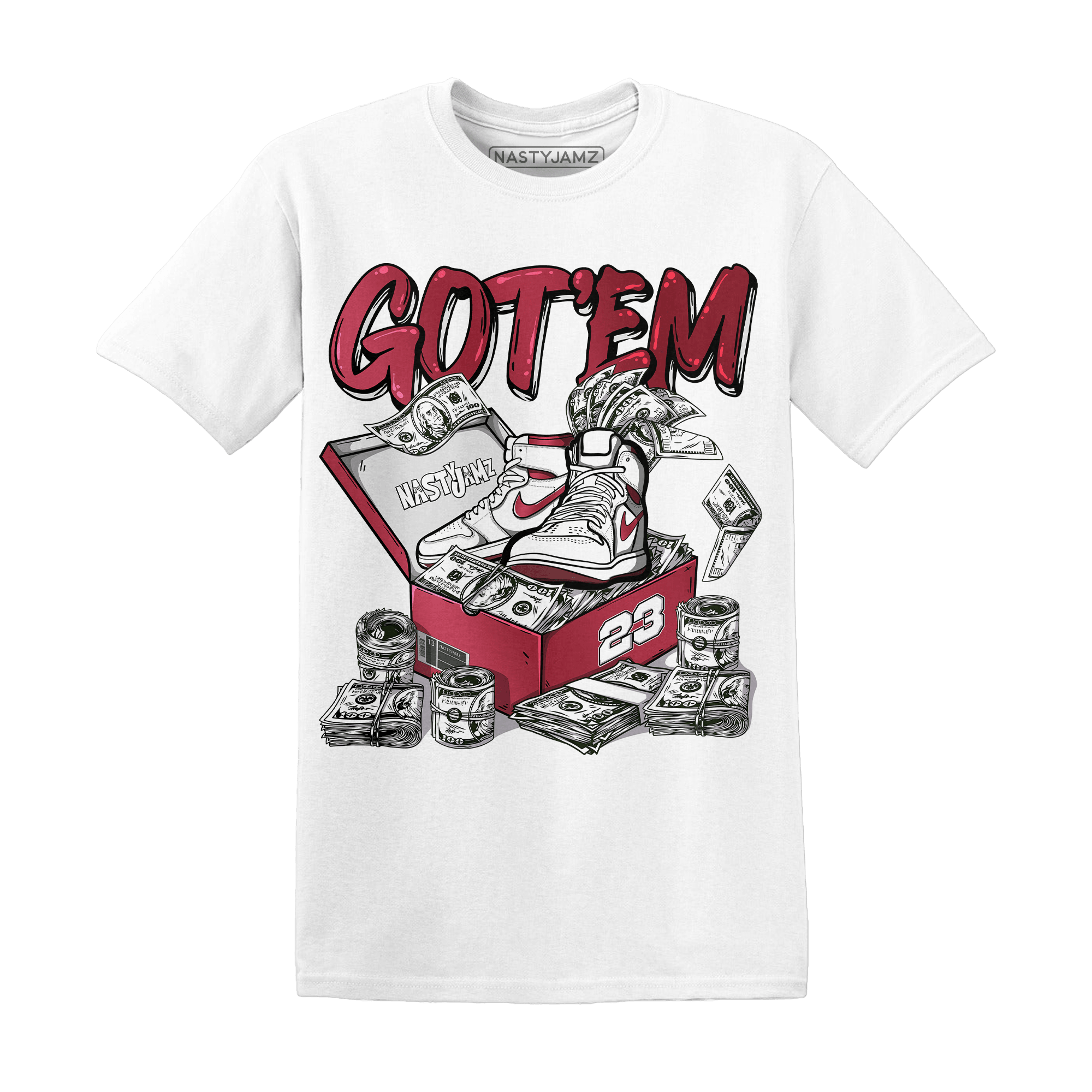 High 85 Metallic Burgundy 1s T Shirt Match Dollar Sneaker Box - NastyJamz