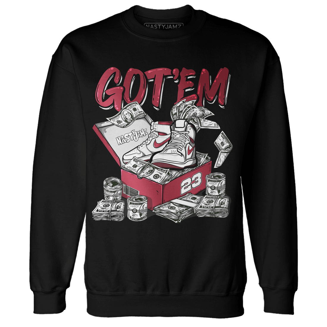 High 85 Metallic Burgundy 1s Sweatshirt Match Dollar Sneaker Box - NastyJamz