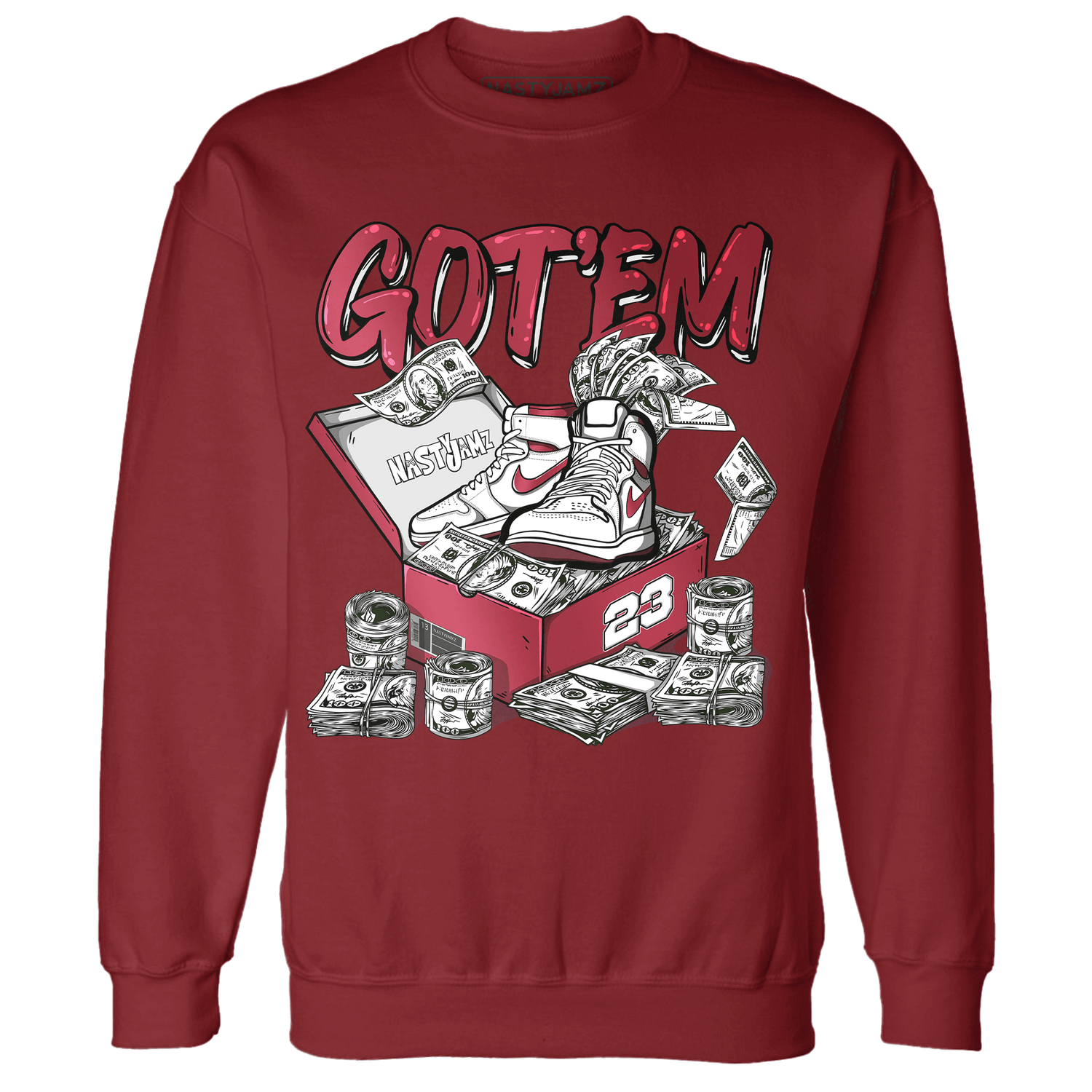 High 85 Metallic Burgundy 1s Sweatshirt Match Dollar Sneaker Box - NastyJamz