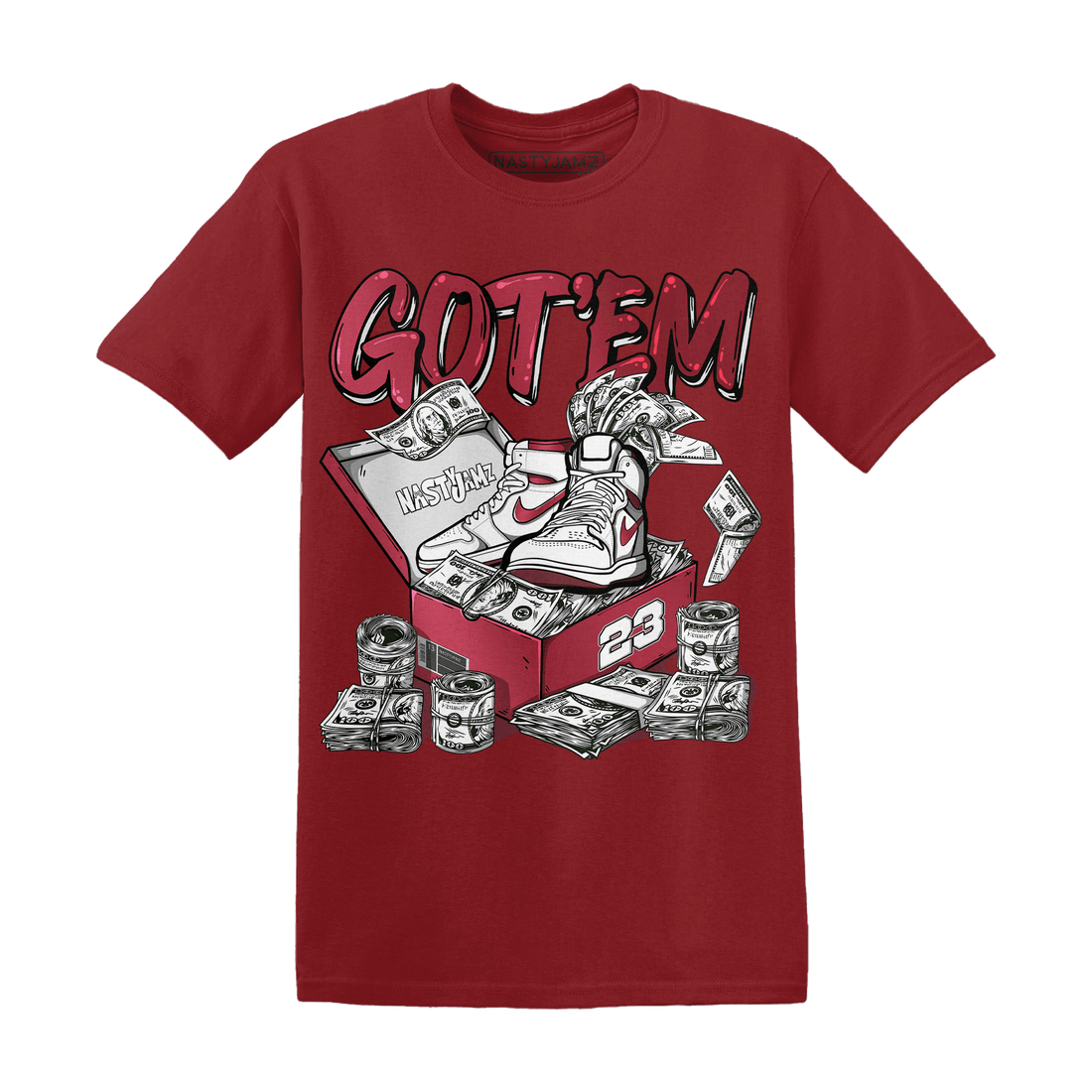 High 85 Metallic Burgundy 1s T Shirt Match Dollar Sneaker Box - NastyJamz