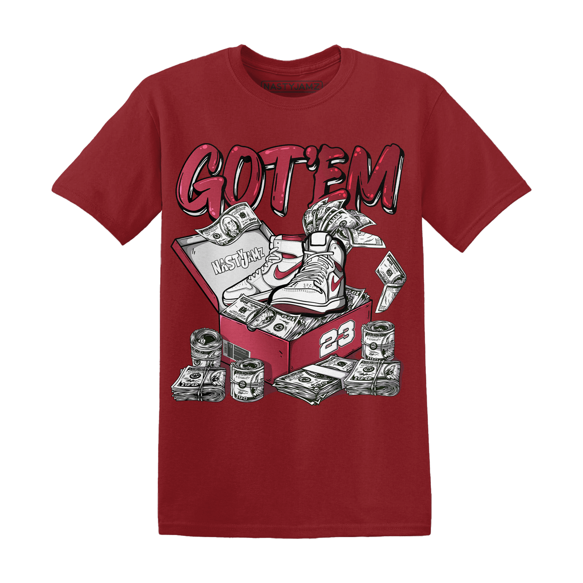 High 85 Metallic Burgundy 1s T Shirt Match Dollar Sneaker Box - NastyJamz